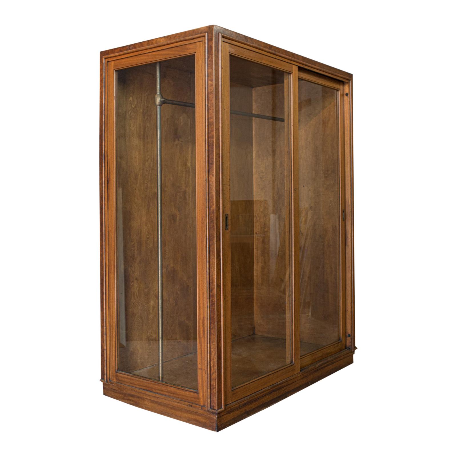 Antique Glazed Wardrobe Cabinet, Oak, Retail Shop Fitting, Display, circa 1900