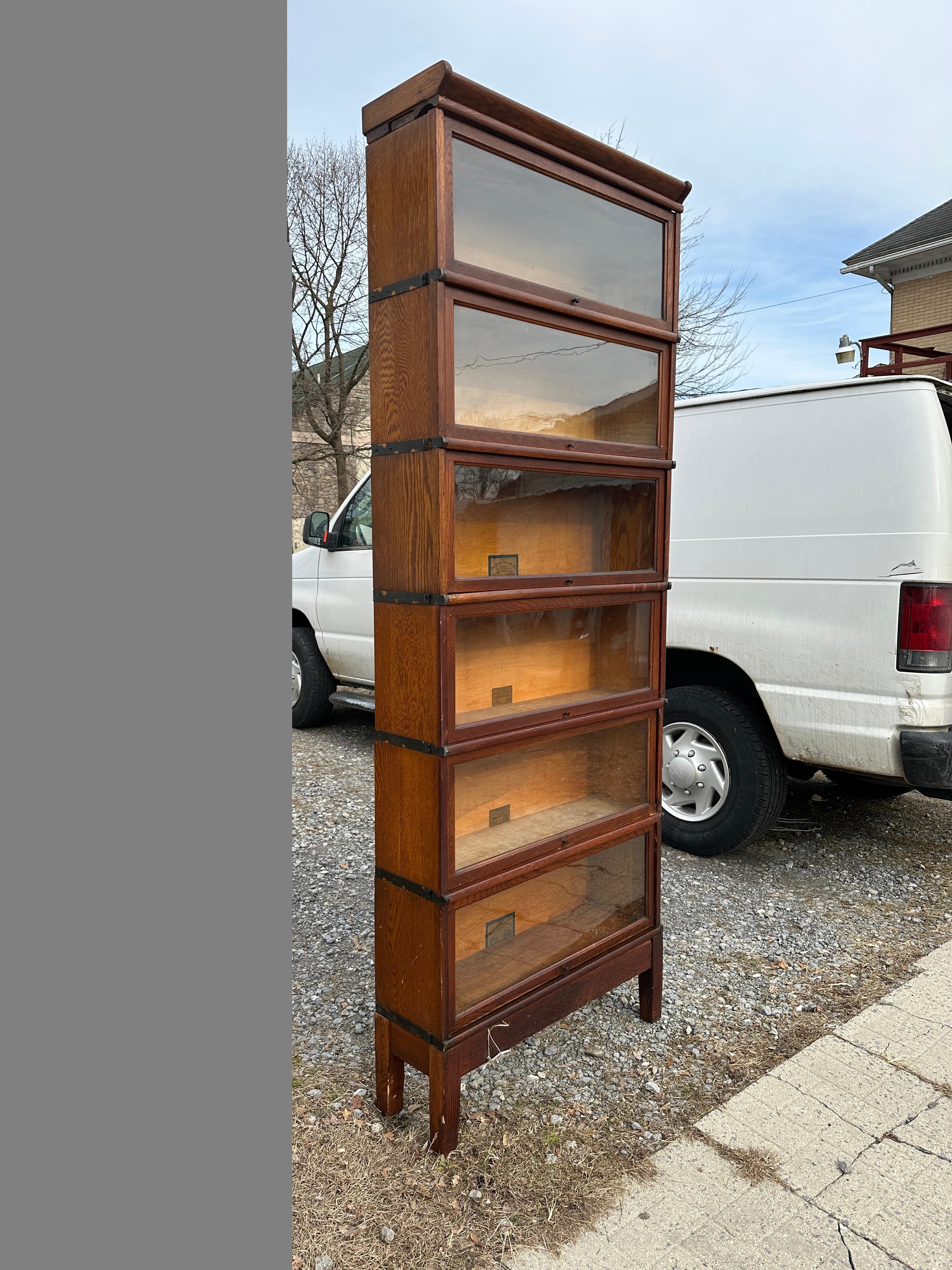 Antique Globe - Wernicke Barrister Bookcase - W8002  SALE FOR 3 DAYS
20%  OFF SALE

This is a six-unit Barrister Bookcase in very good condition made by Globe-Wernicke in Cincinnati, Ohio. Each section label says 