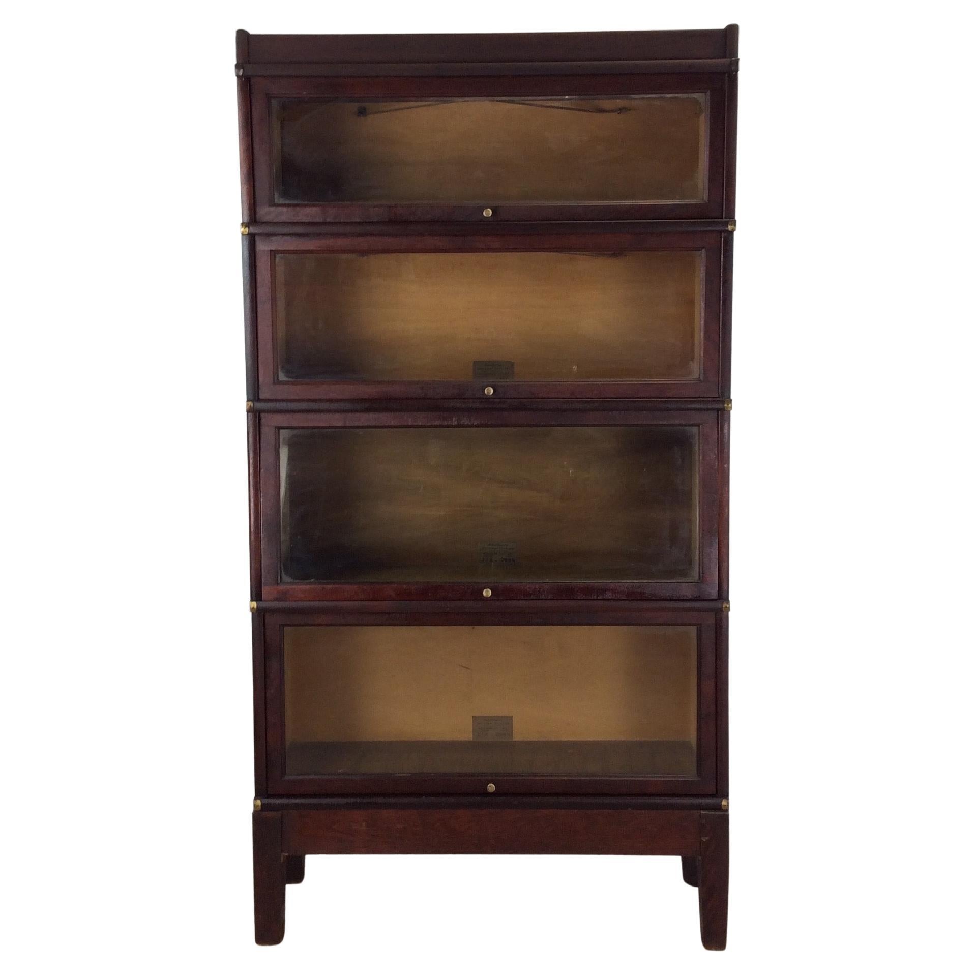 Antique Globe Wernicke 4 Box Bookcase with Mahogany Finish