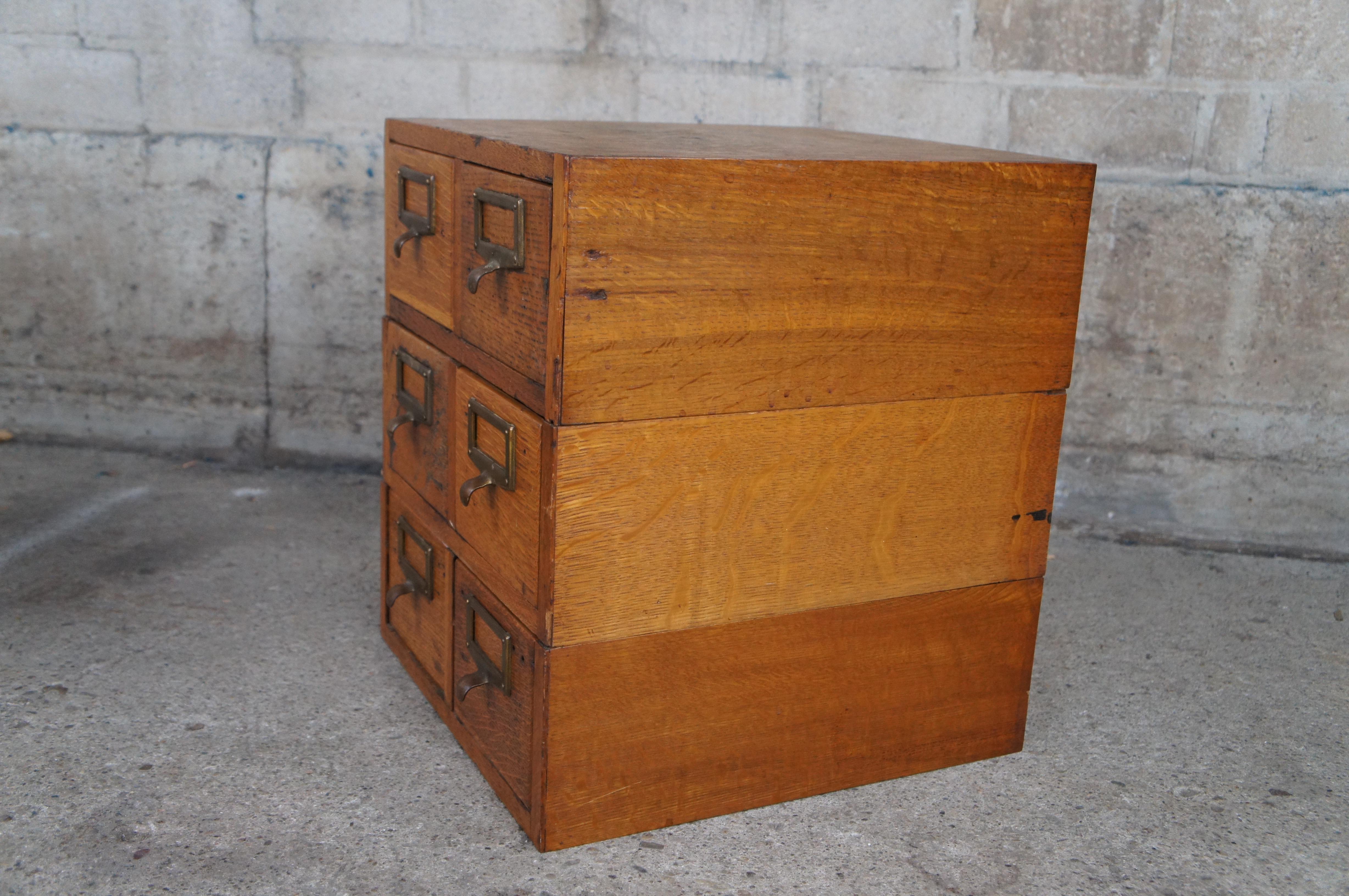 Antique Globe Wernicke American Oak Stacking File Card Catalogue Index Cabinets 7