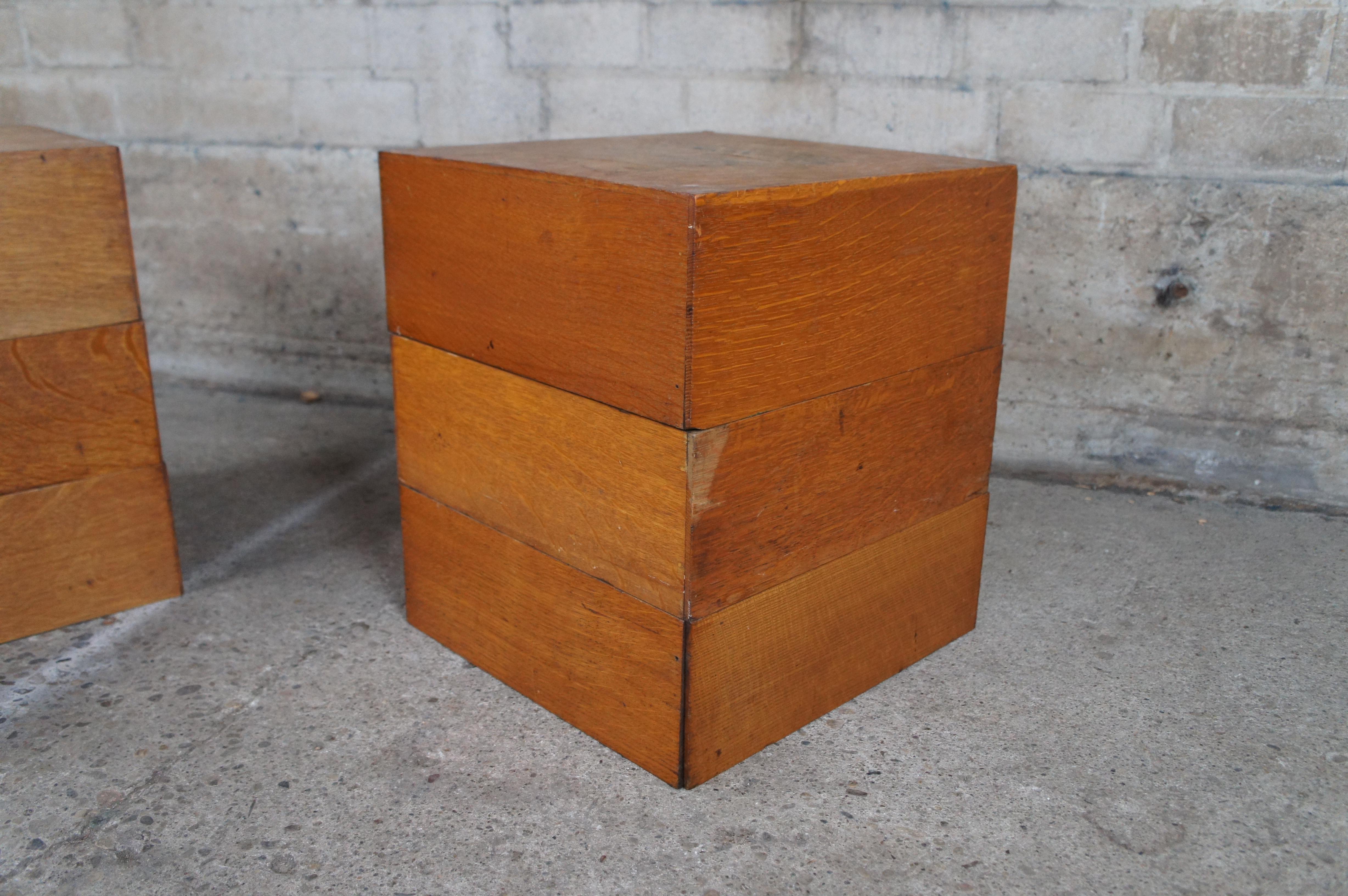 Antique Globe Wernicke American Oak Stacking File Card Catalogue Index Cabinets 8