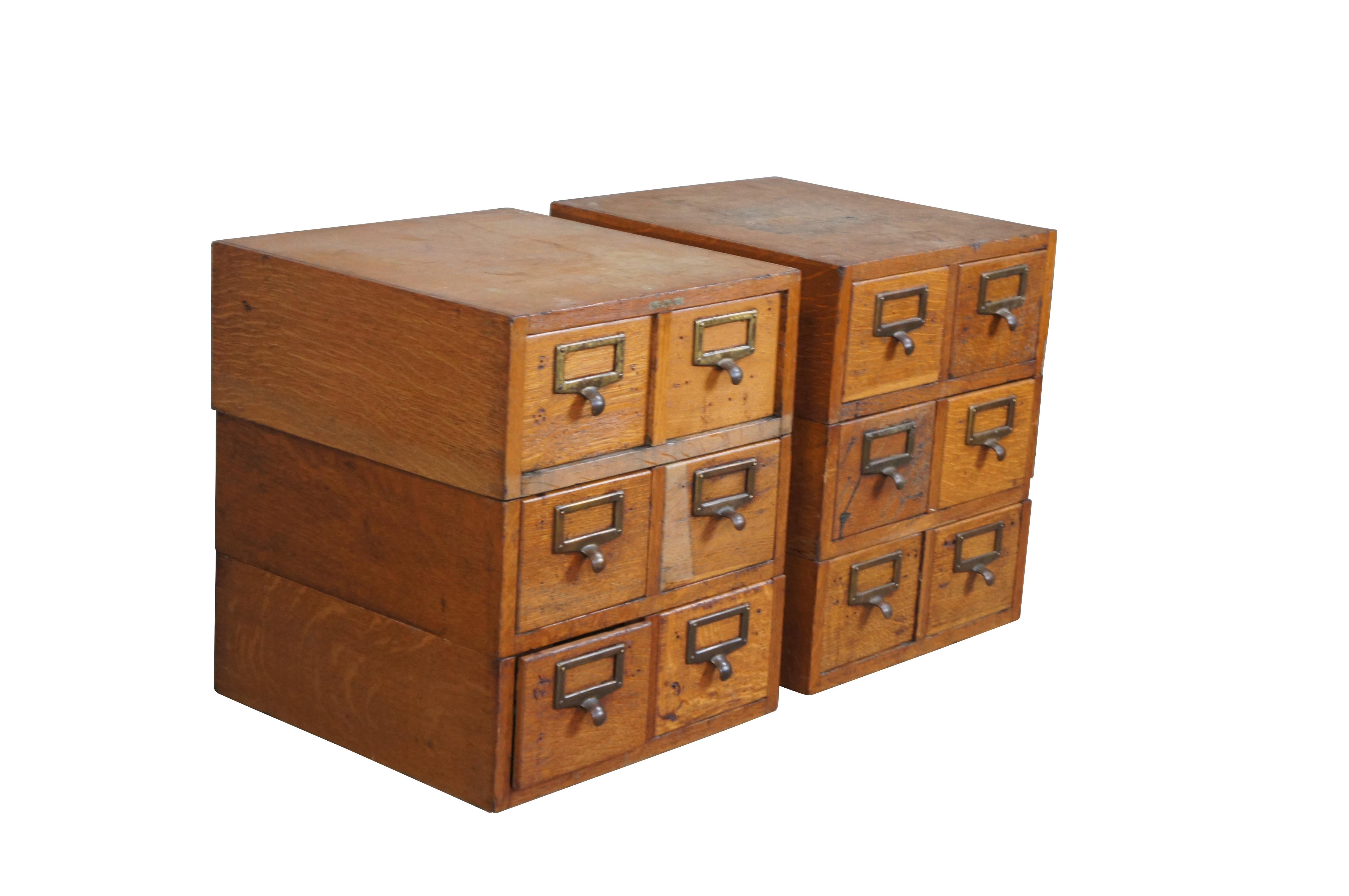 Antique Globe Wernicke American Oak Stacking File Card Catalogue Index Cabinets In Good Condition In Dayton, OH