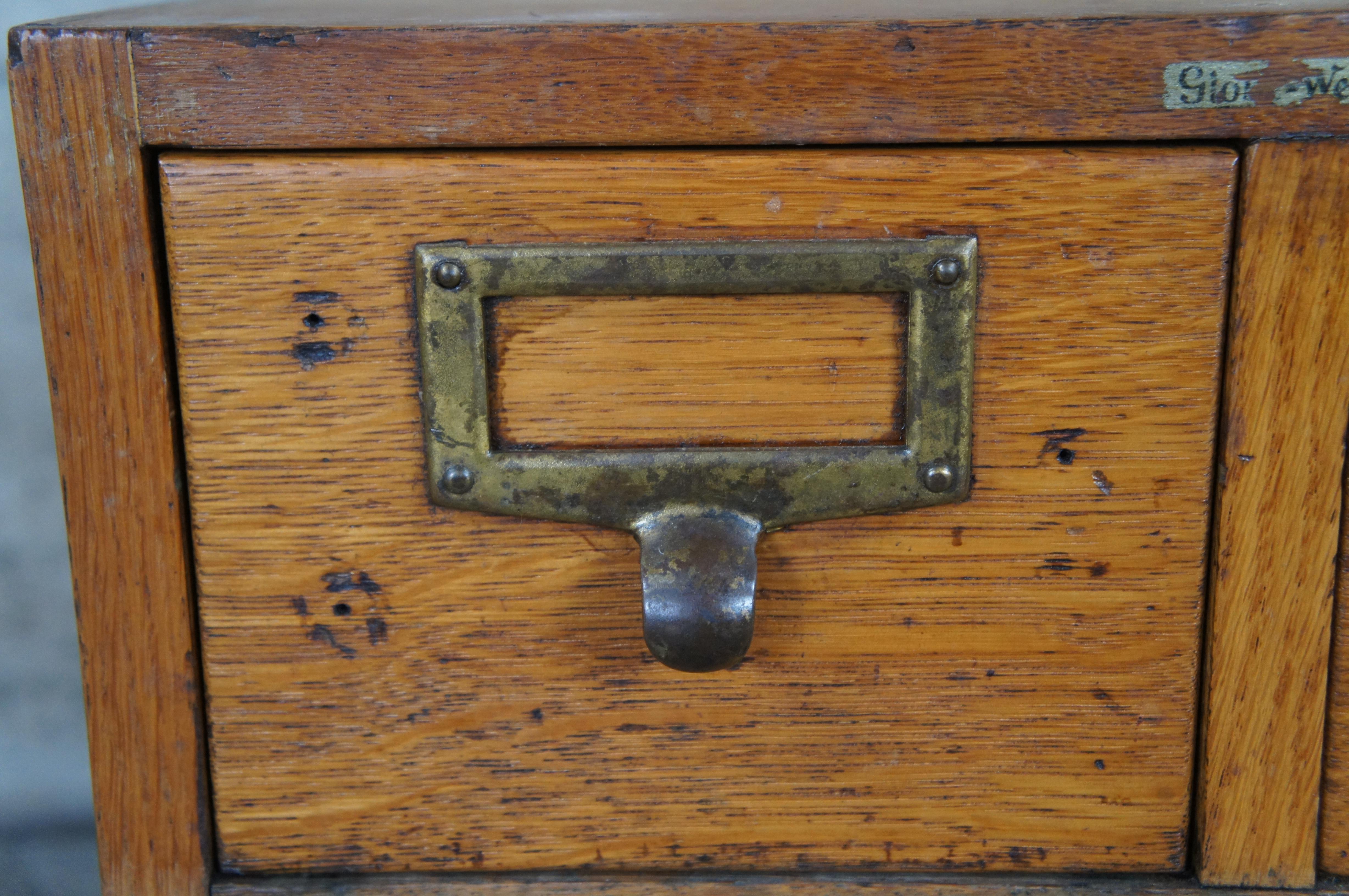 Antique Globe Wernicke American Oak Stacking File Card Catalogue Index Cabinets 1