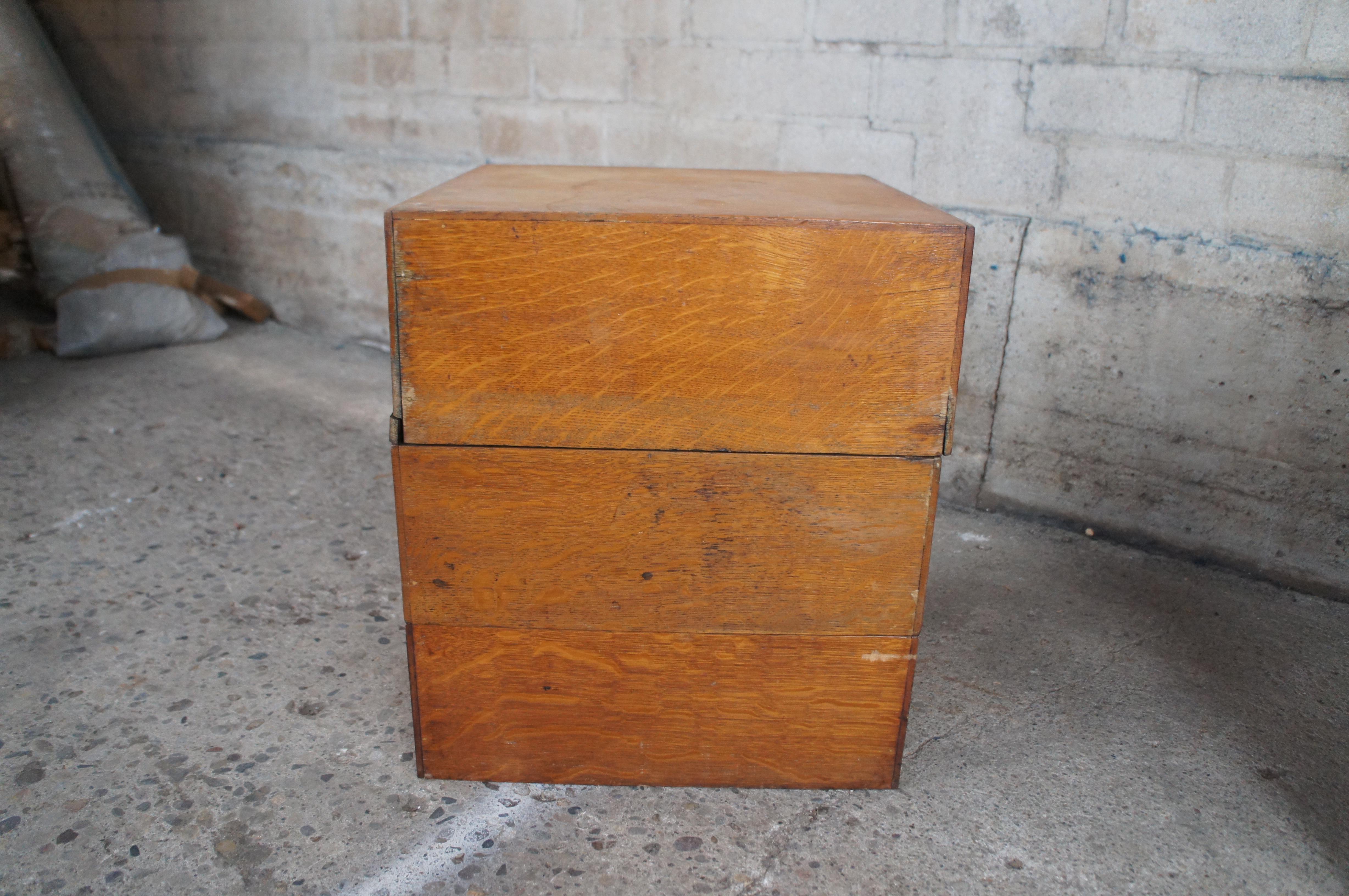 Antique Globe Wernicke American Oak Stacking File Card Catalogue Index Cabinets 4