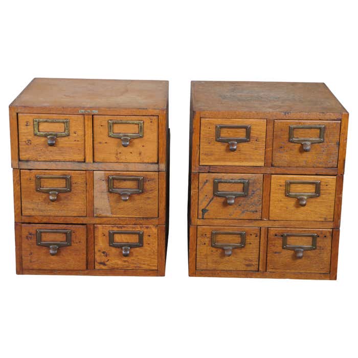Antique Globe Wernicke American Oak Stacking File Card Catalogue Index