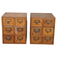 Antique Globe Wernicke American Oak Stacking File Card Catalogue Index Cabinets
