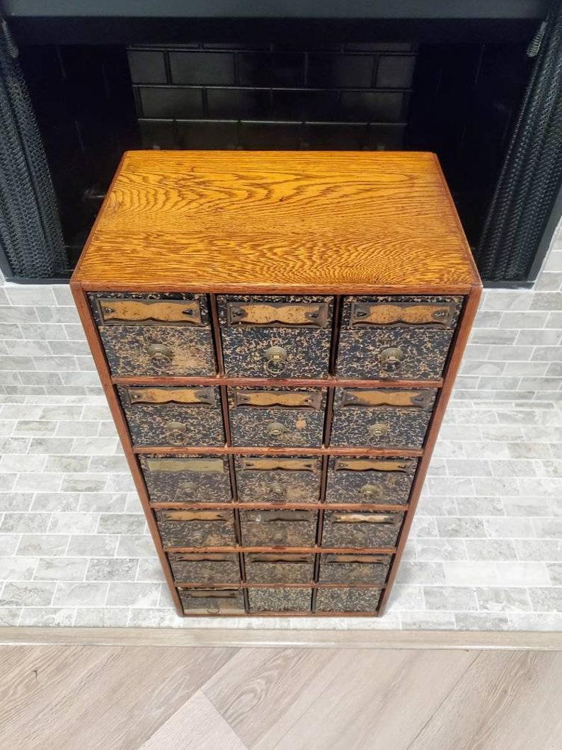 Arts and Crafts Antique Globe Wernicke Apothecary File Card Cabinet For Sale