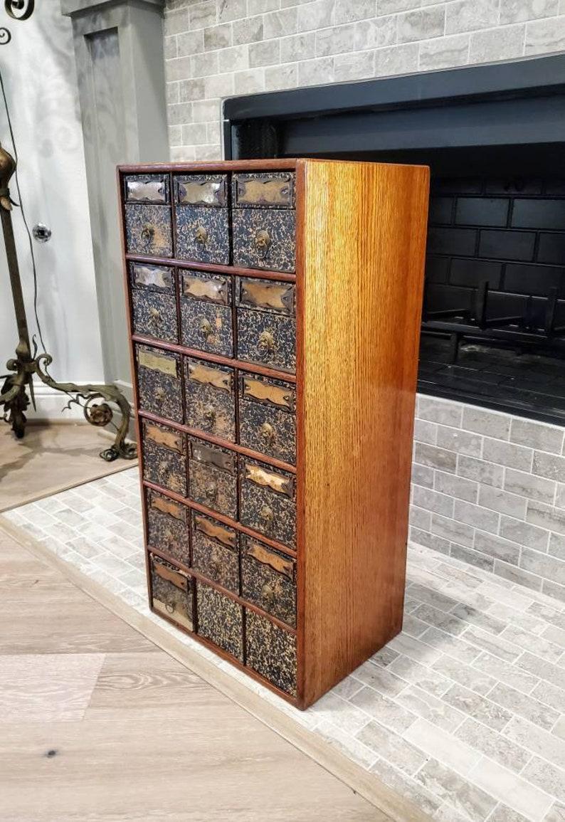 American Antique Globe Wernicke Apothecary File Card Cabinet For Sale