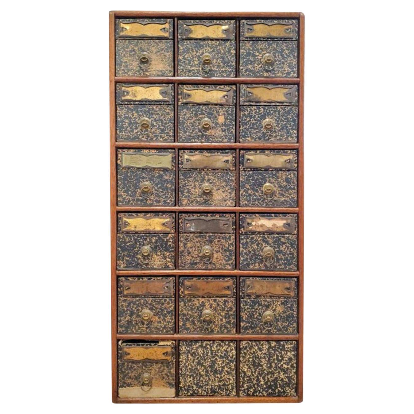 Ancienne armoire de classement de cartes d'archivage d'apothicaire Globe Wernicke