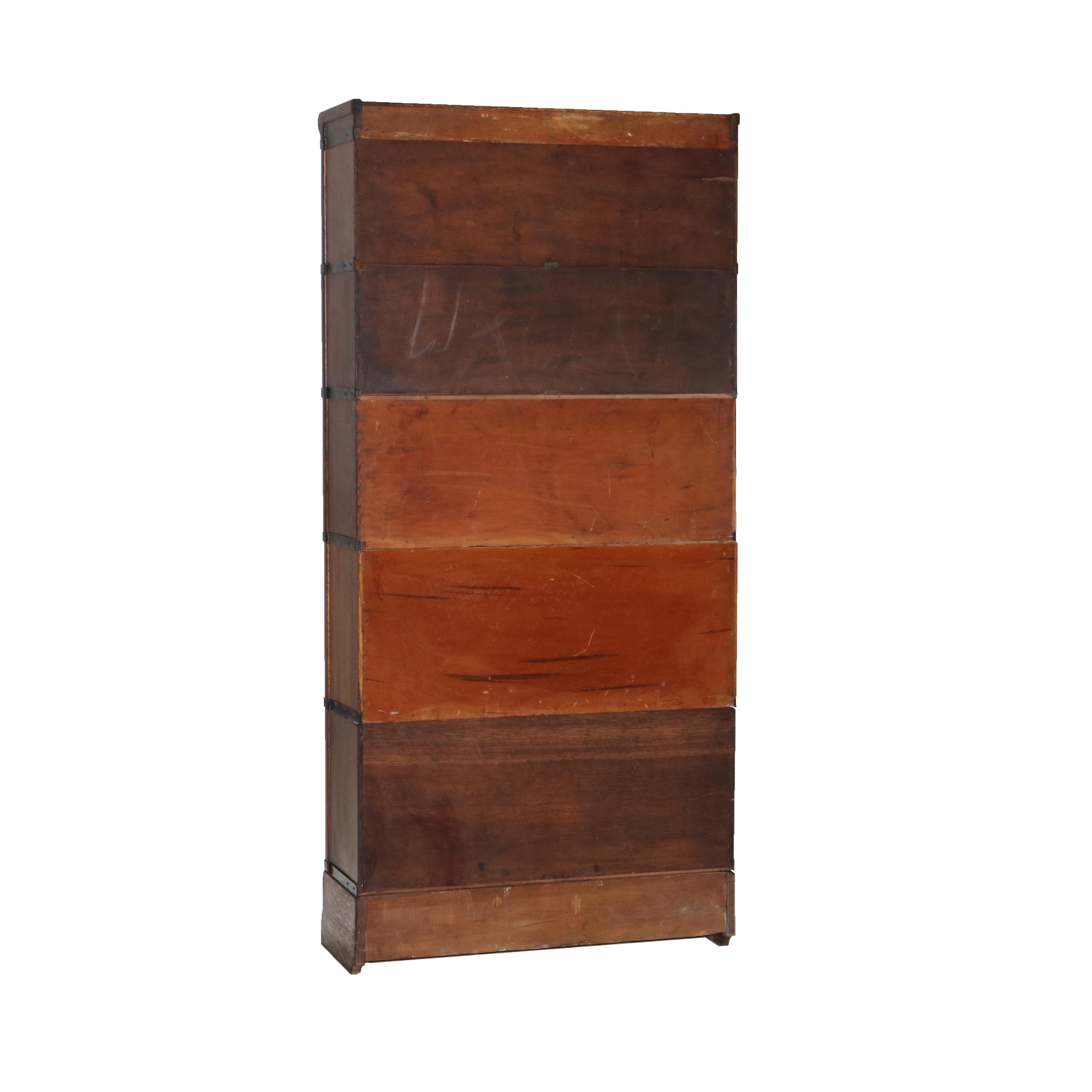 Antique Globe Wernicke Arts & Crafts Five Stack Oak Barrister Bookcase c1920 6