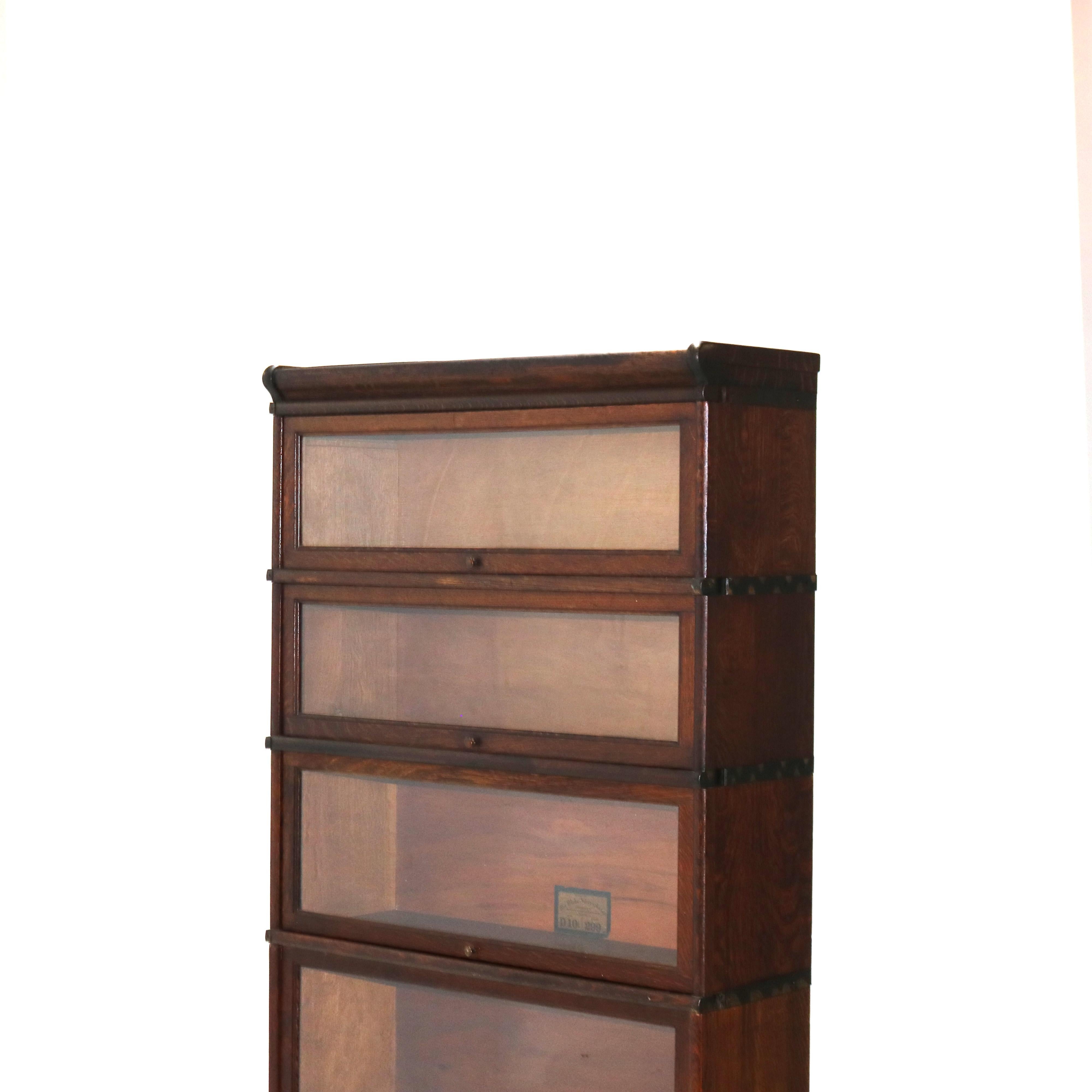 Antique Globe Wernicke Arts & Crafts Five Stack Oak Barrister Bookcase c1920 1