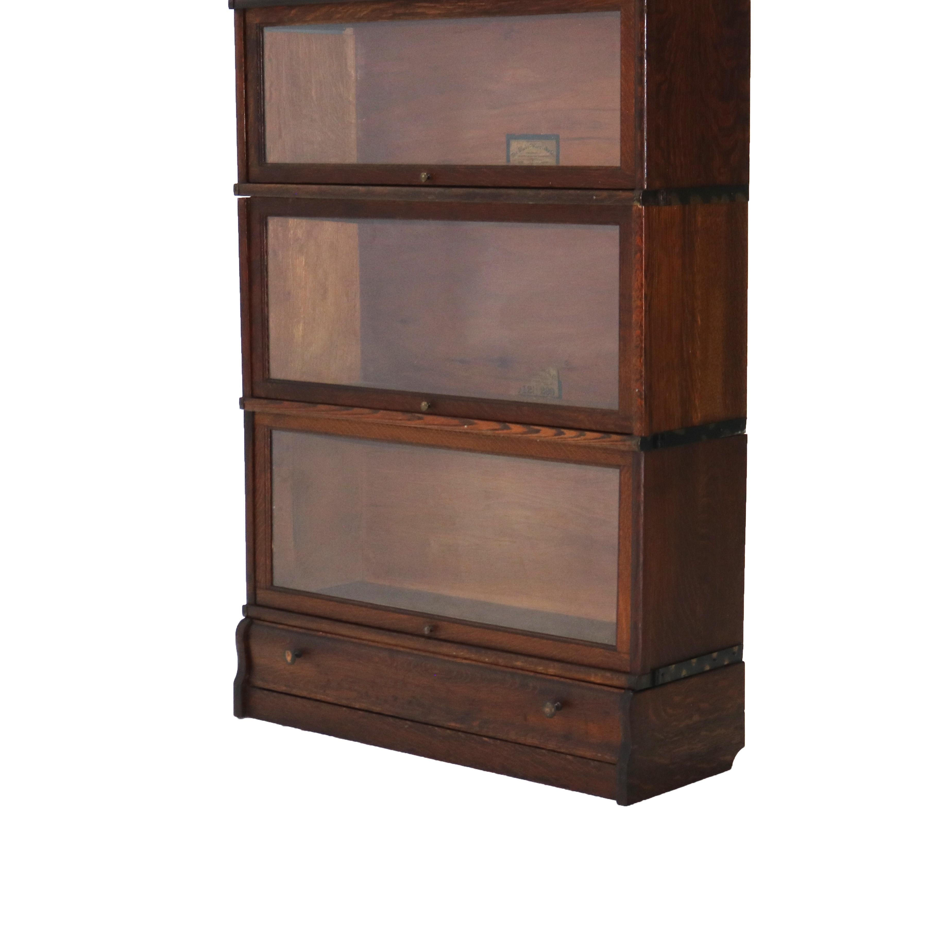 Antique Globe Wernicke Arts & Crafts Five Stack Oak Barrister Bookcase c1920 2