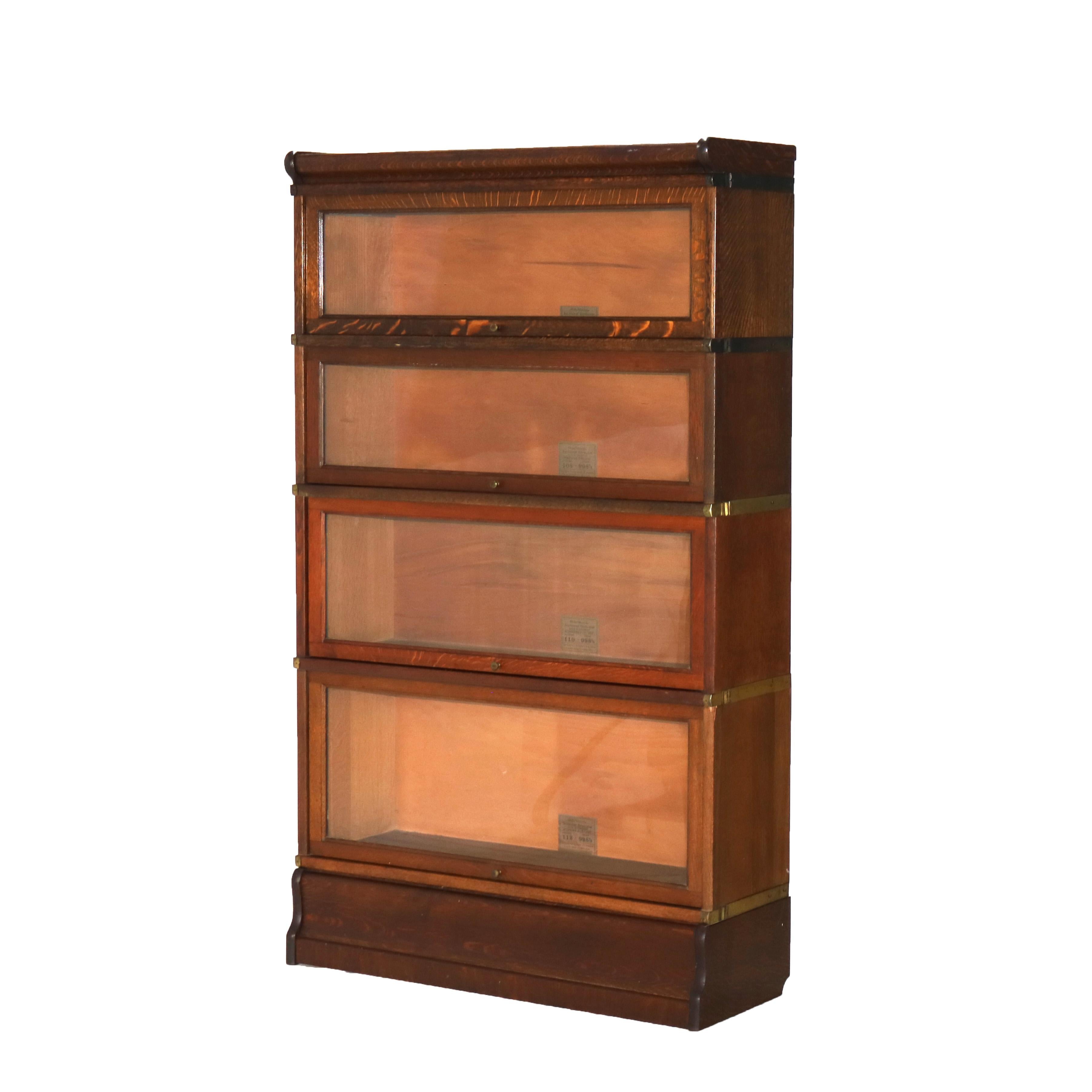 ***Reduced Delivery Rates - See Below or Click “Ask The Seller” to Request a Quote***

Antique Globe Wernicke Arts & Crafts Four Stack Oak Barrister Bookcase with Pull Out Glass Doors and Ogee Base c1920

Measures -  Overall 53