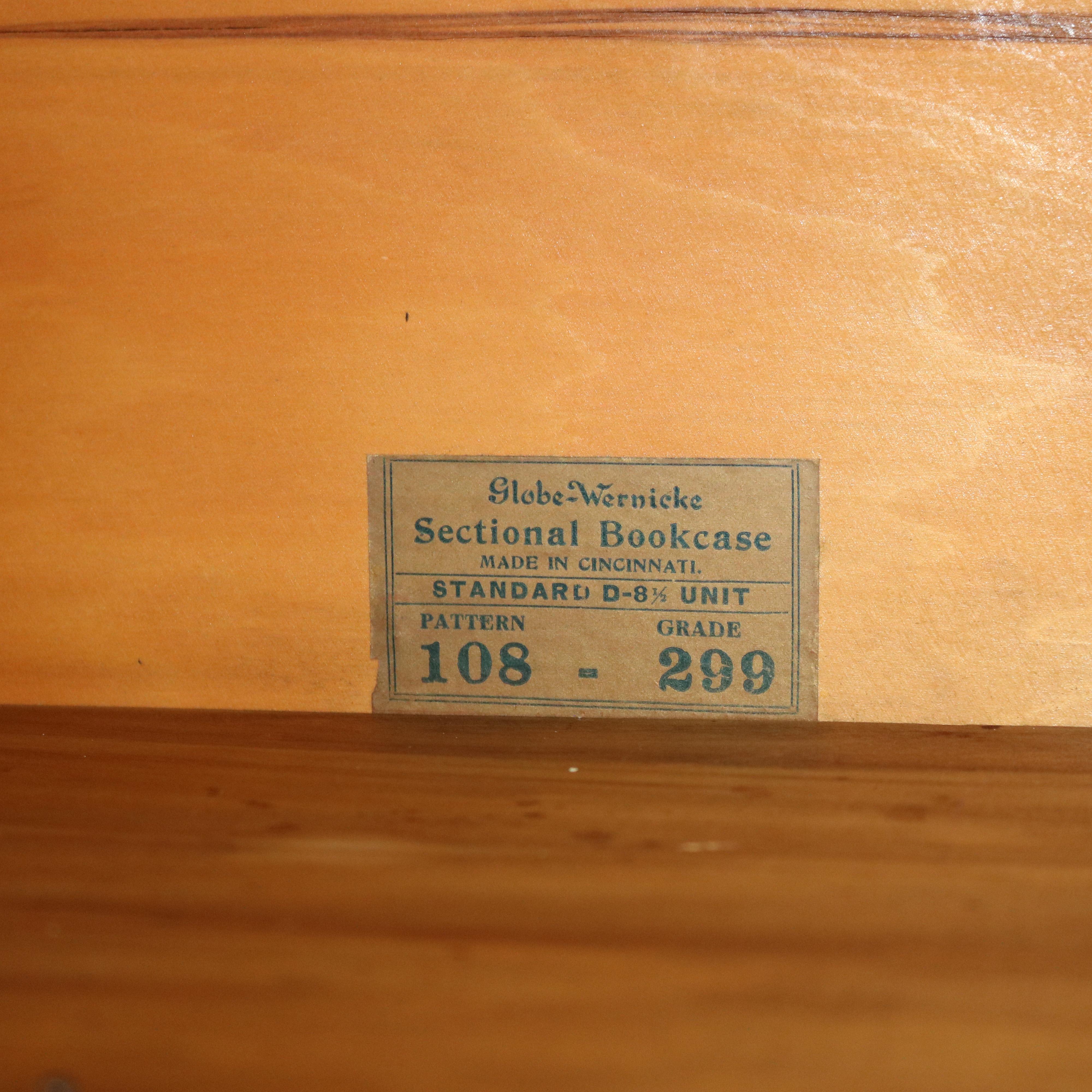 20th Century Antique Globe Wernicke Arts & Crafts Four Stack Oak Barrister Bookcase c1920