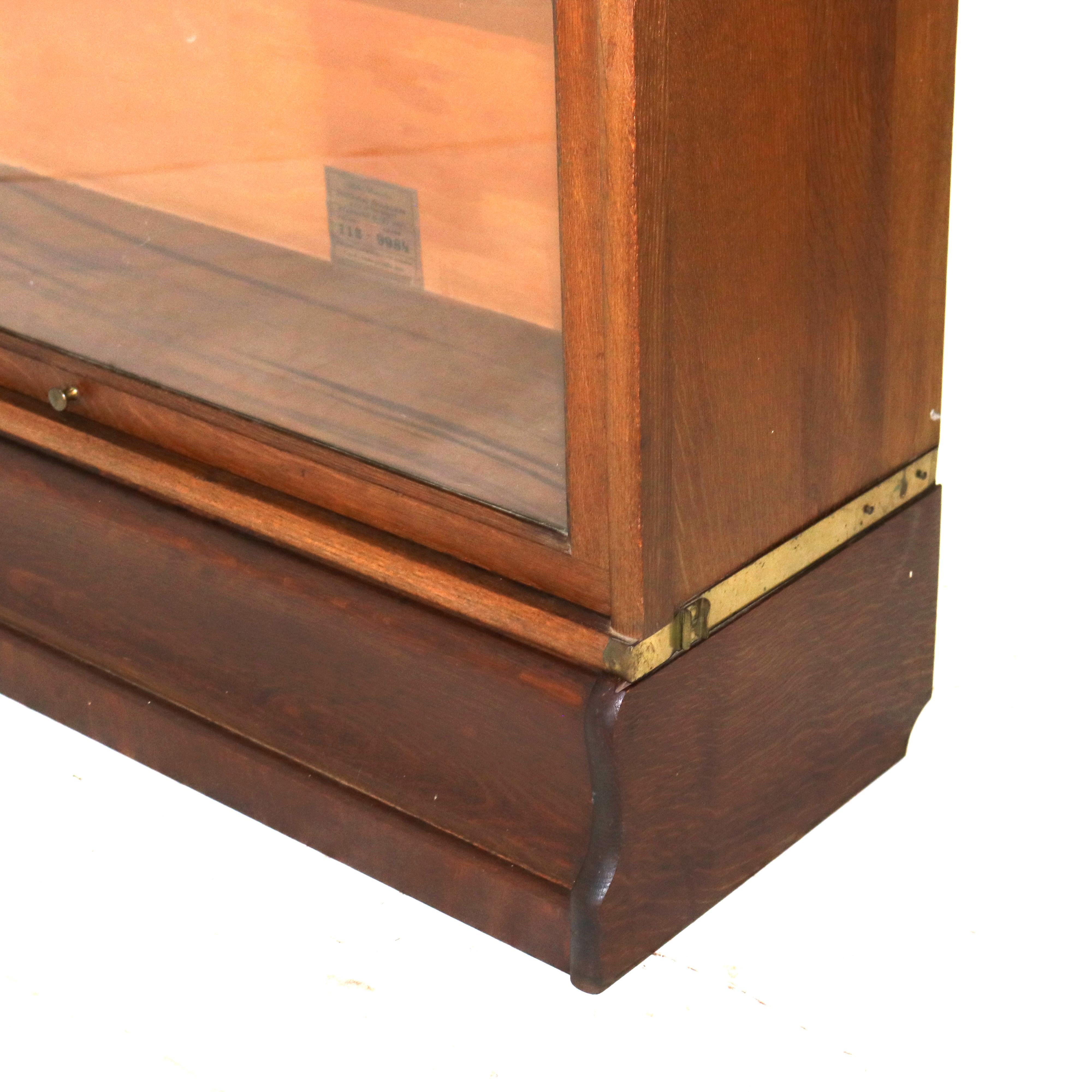 Antique Globe Wernicke Arts & Crafts Four Stack Oak Barrister Bookcase c1920 1