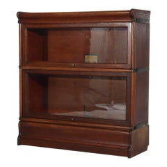 Antique Globe Wernicke Arts & Crafts Mahogany 2-Stack Barrister Bookcase c1920