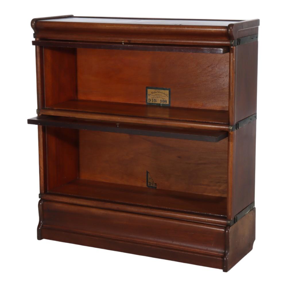 Antique Globe Wernicke Arts & Crafts Mahogany 2-Stack Barrister Bookcase c1920 In Good Condition For Sale In Big Flats, NY