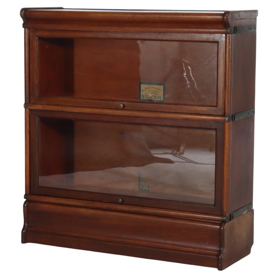 Antique Globe Wernicke Arts 
Crafts Mahogany 2-Stack Barrister Bookcase c1920