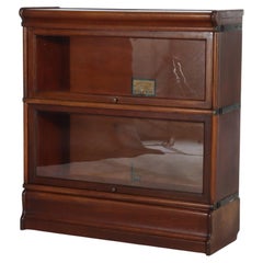 Antique Globe Wernicke Arts & Crafts Mahogany 2-Stack Barrister Bookcase c1920