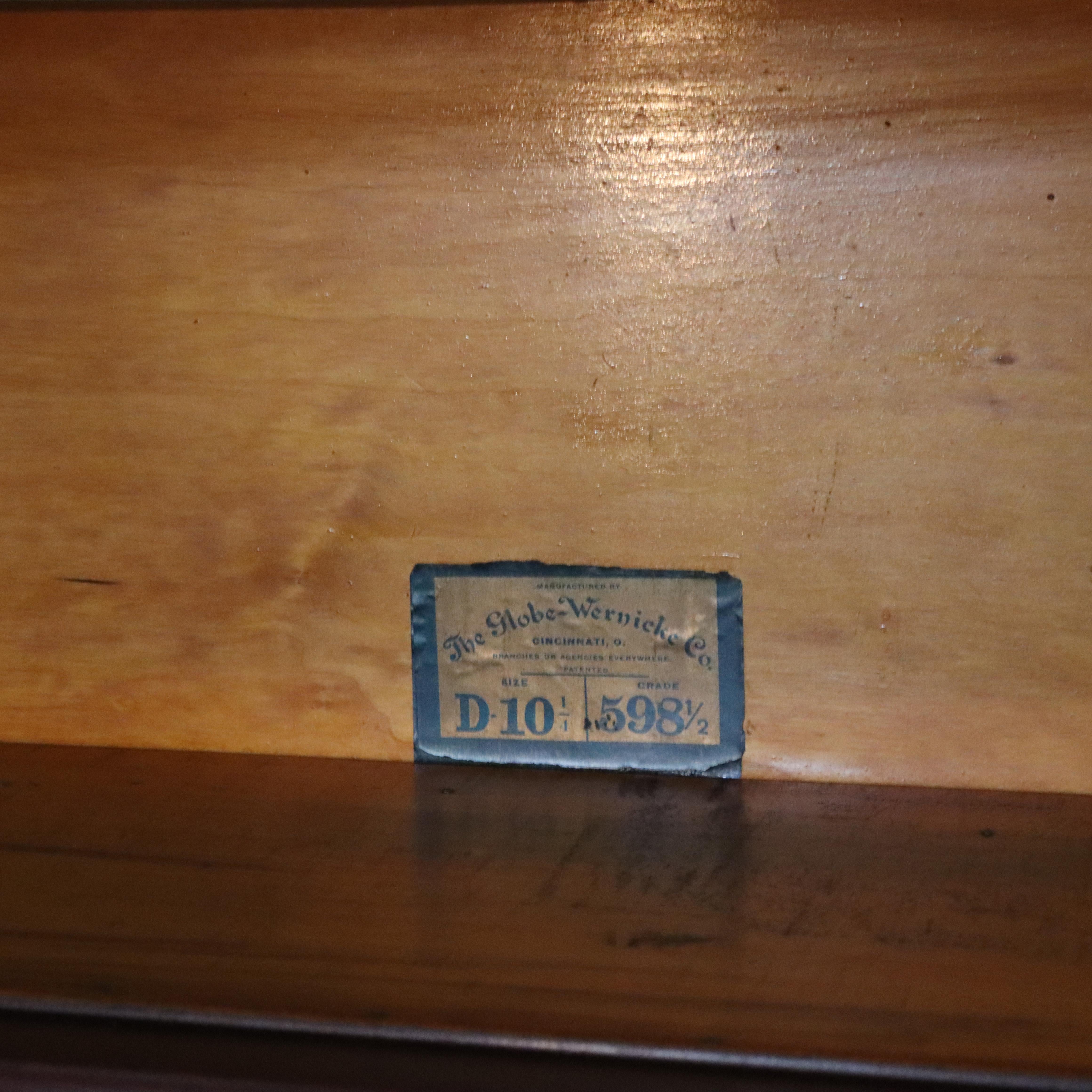 Antique Globe Wernicke Arts & Crafts Mahogany 4-Stack Barrister Bookcase C1920 In Good Condition For Sale In Big Flats, NY