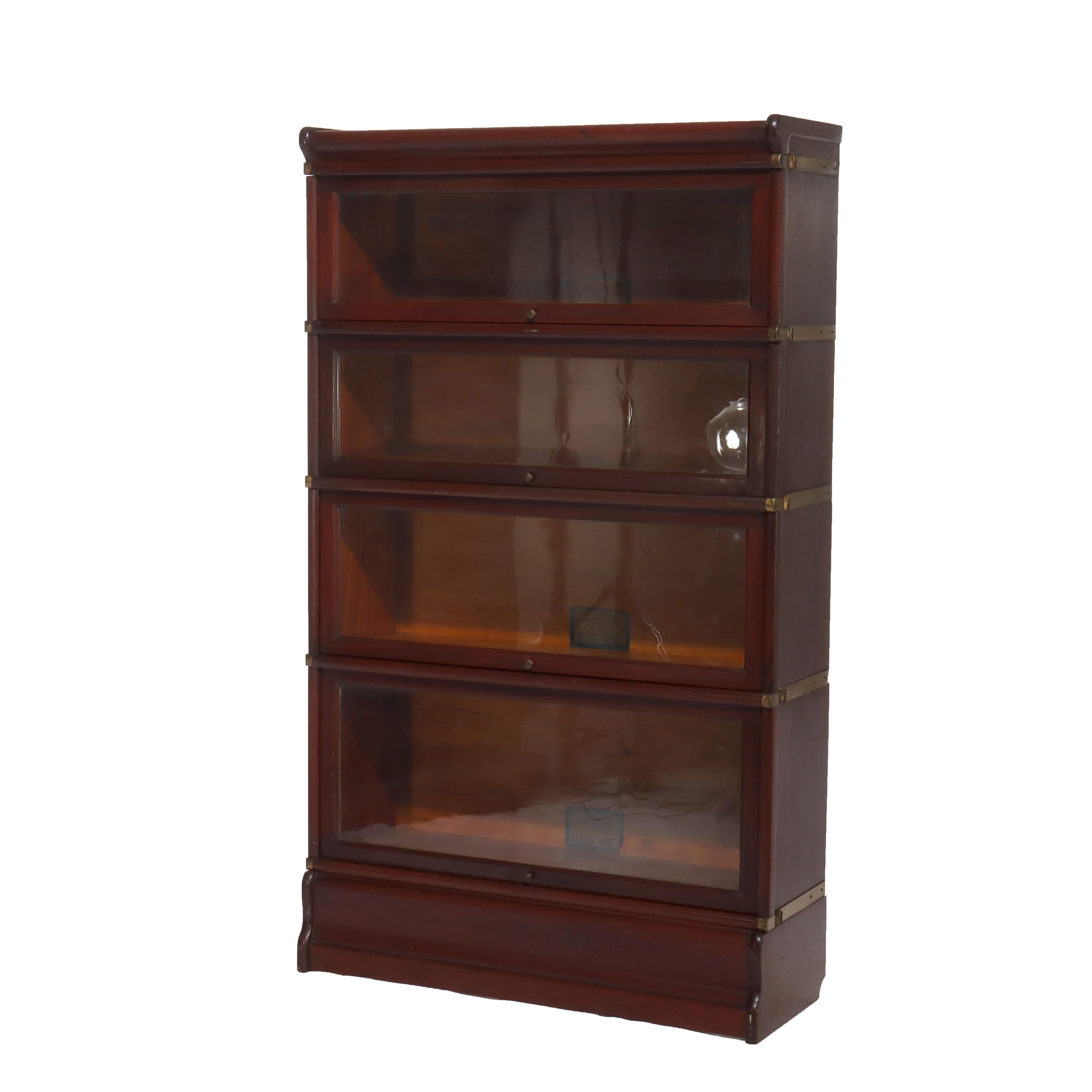 20th Century Antique Globe Wernicke Arts & Crafts Mahogany 4-Stack Barrister Bookcase C1920 For Sale