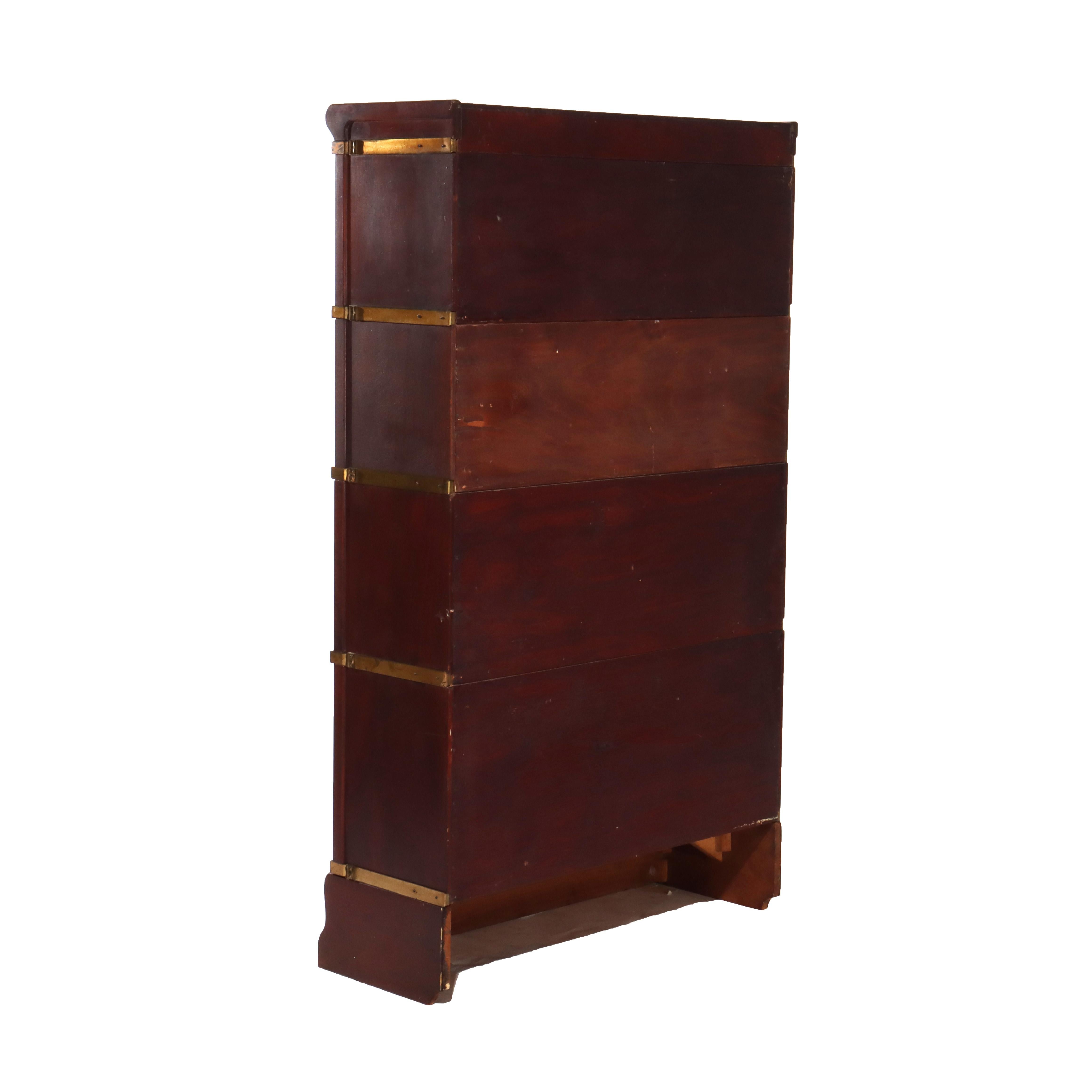 Antique Globe Wernicke Arts & Crafts Mahogany 4-Stack Barrister Bookcase C1920 For Sale 2