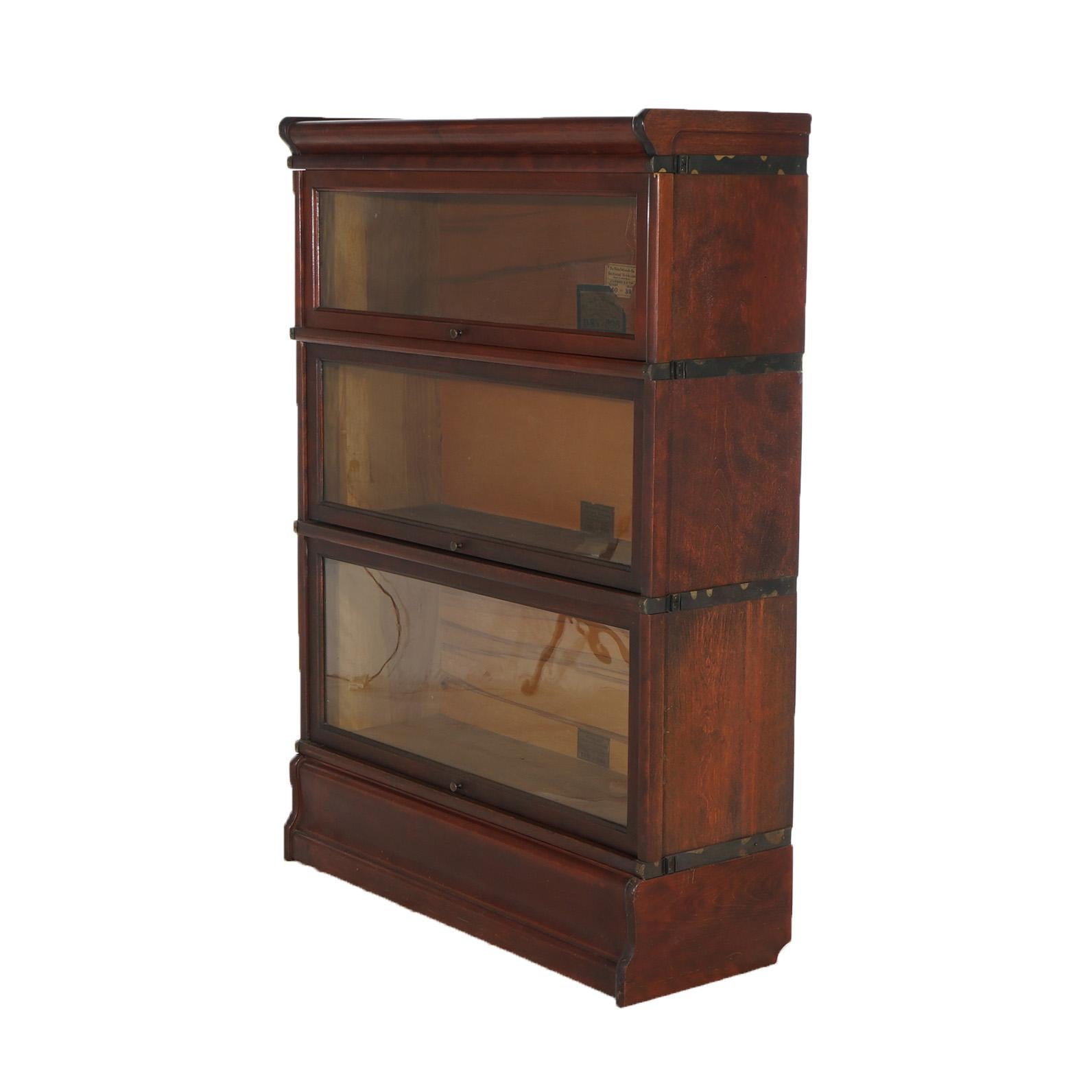 Antique Globe Wernicke Arts & Crafts Mahogany Barrister Stack Bookcase C1920 In Good Condition For Sale In Big Flats, NY