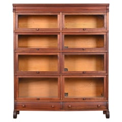 Antique Globe Wernicke Arts & Crafts Mahogany Double Barrister Bookcase