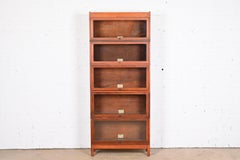Antique Globe Wernicke Arts & Crafts Mahogany Five-Stack Barrister Bookcase