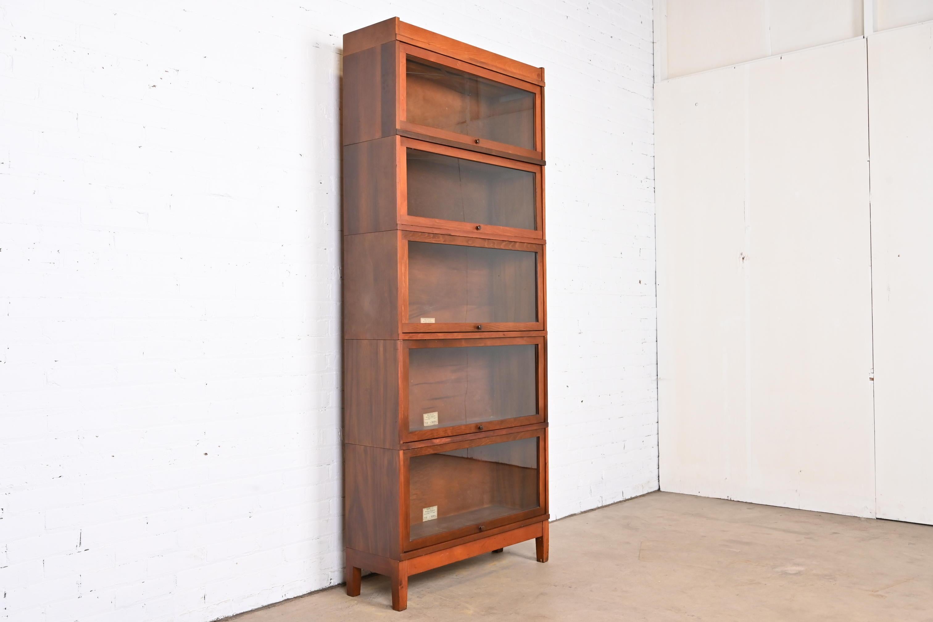 20th Century Antique Globe Wernicke Arts & Crafts Mahogany Five-Stack Barrister Bookcase For Sale