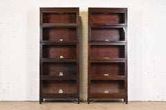 Antique Globe Wernicke Arts & Crafts Mahogany Five-Stack Barrister Bookcases