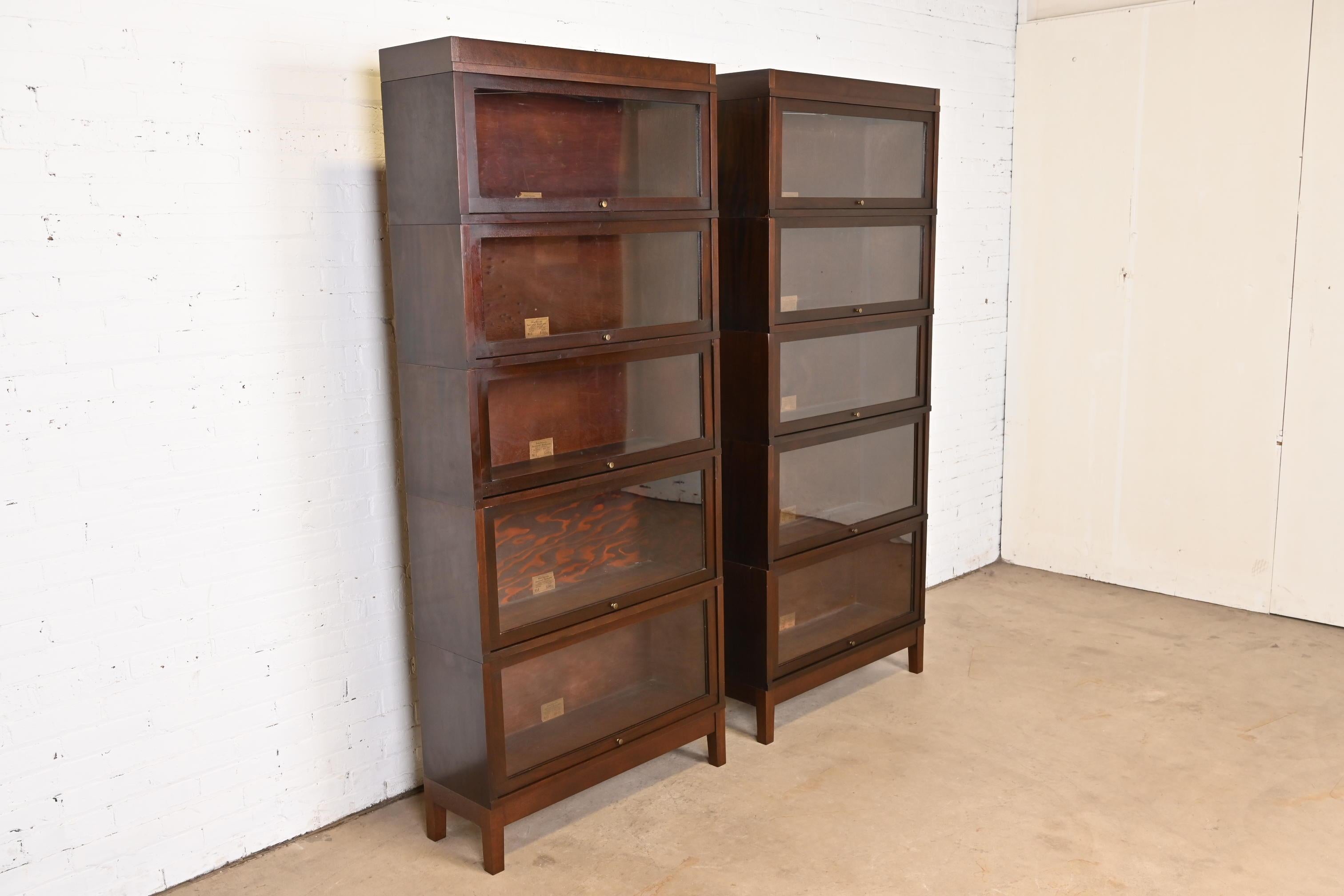 American Antique Globe Wernicke Arts & Crafts Mahogany Five-Stack Barrister Bookcases For Sale