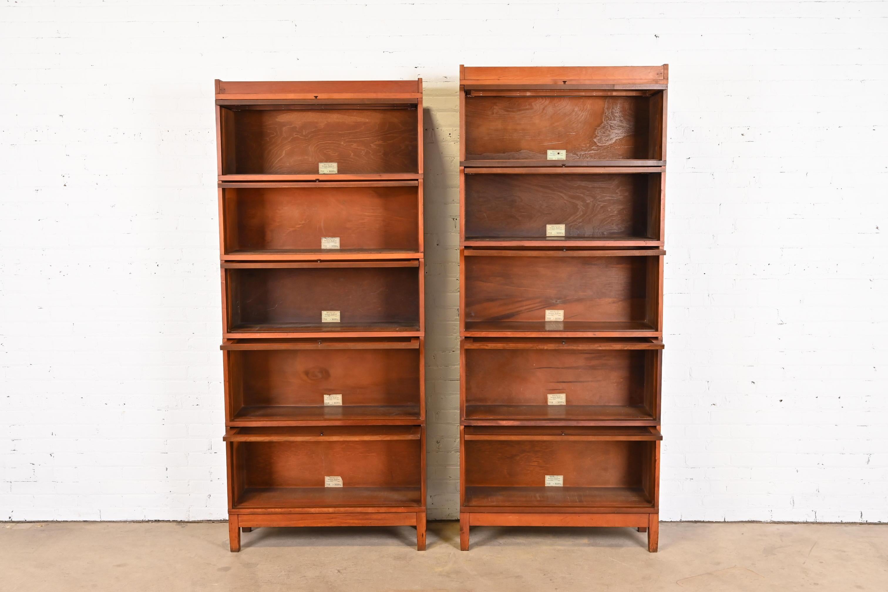 20th Century Antique Globe Wernicke Arts & Crafts Mahogany Five-Stack Barrister Bookcases For Sale