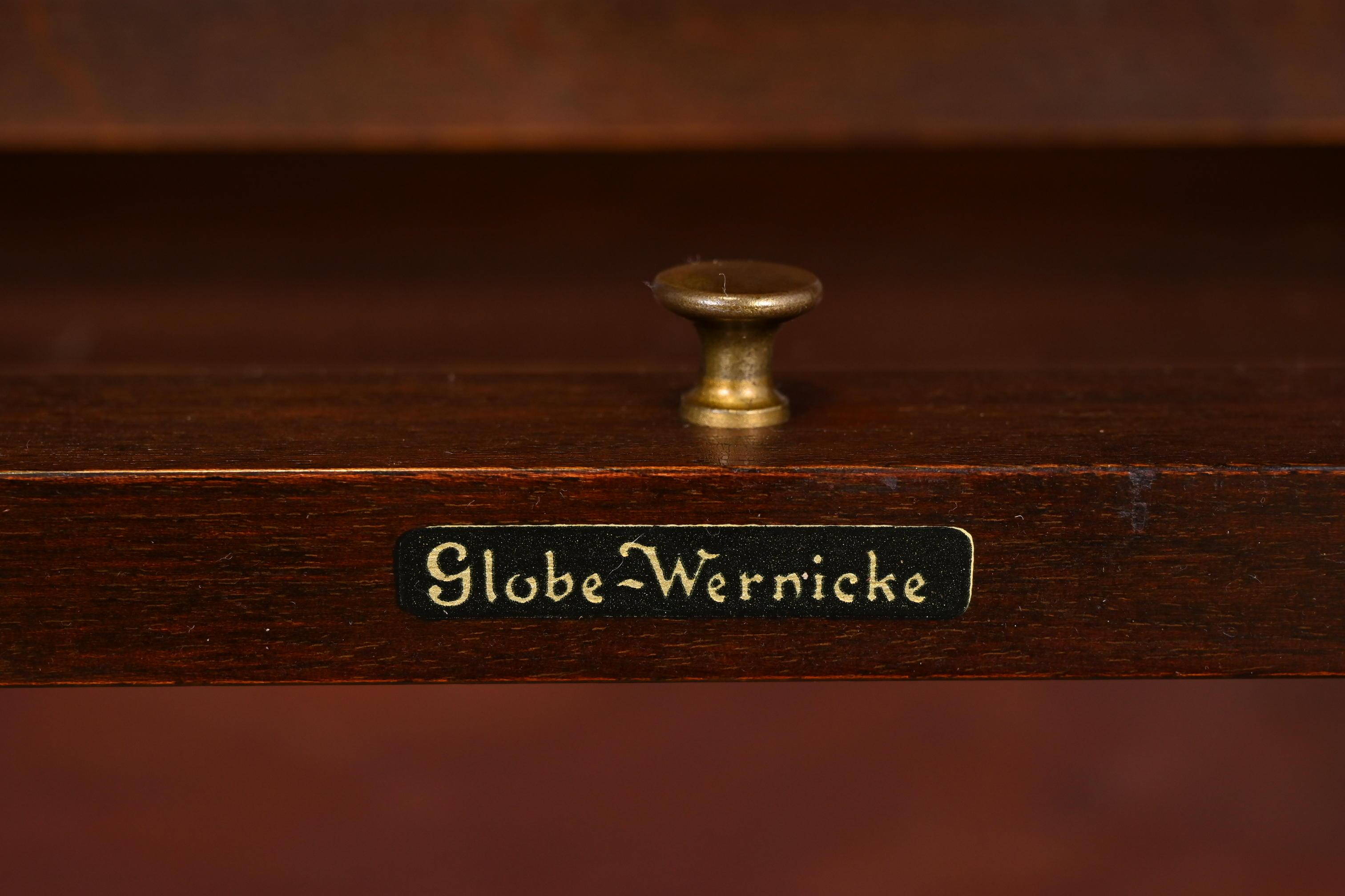 Antique Globe Wernicke Arts & Crafts Mahogany Five-Stack Barrister Bookcases For Sale 1