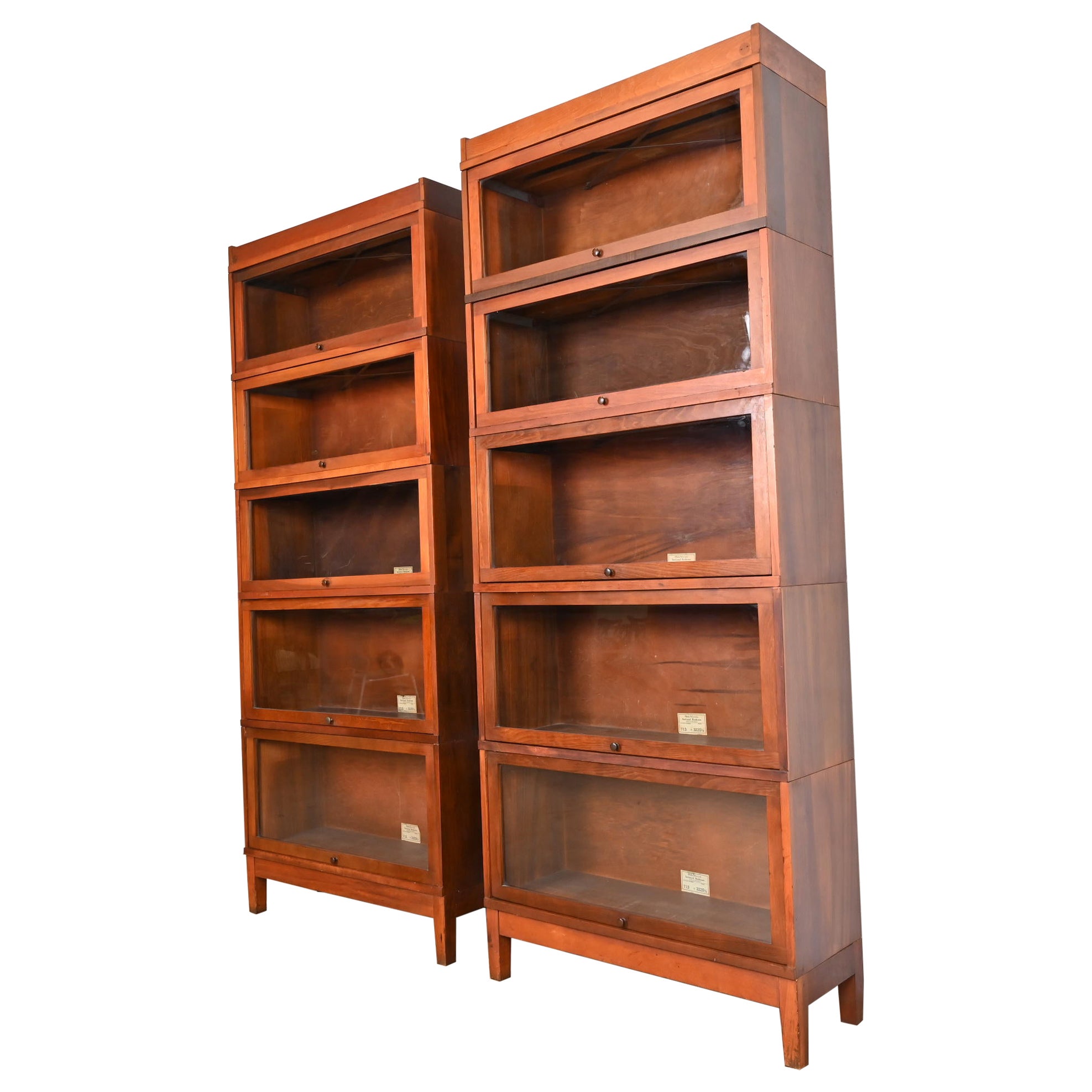 Antique Globe Wernicke Arts & Crafts Mahogany Five-Stack Barrister Bookcases