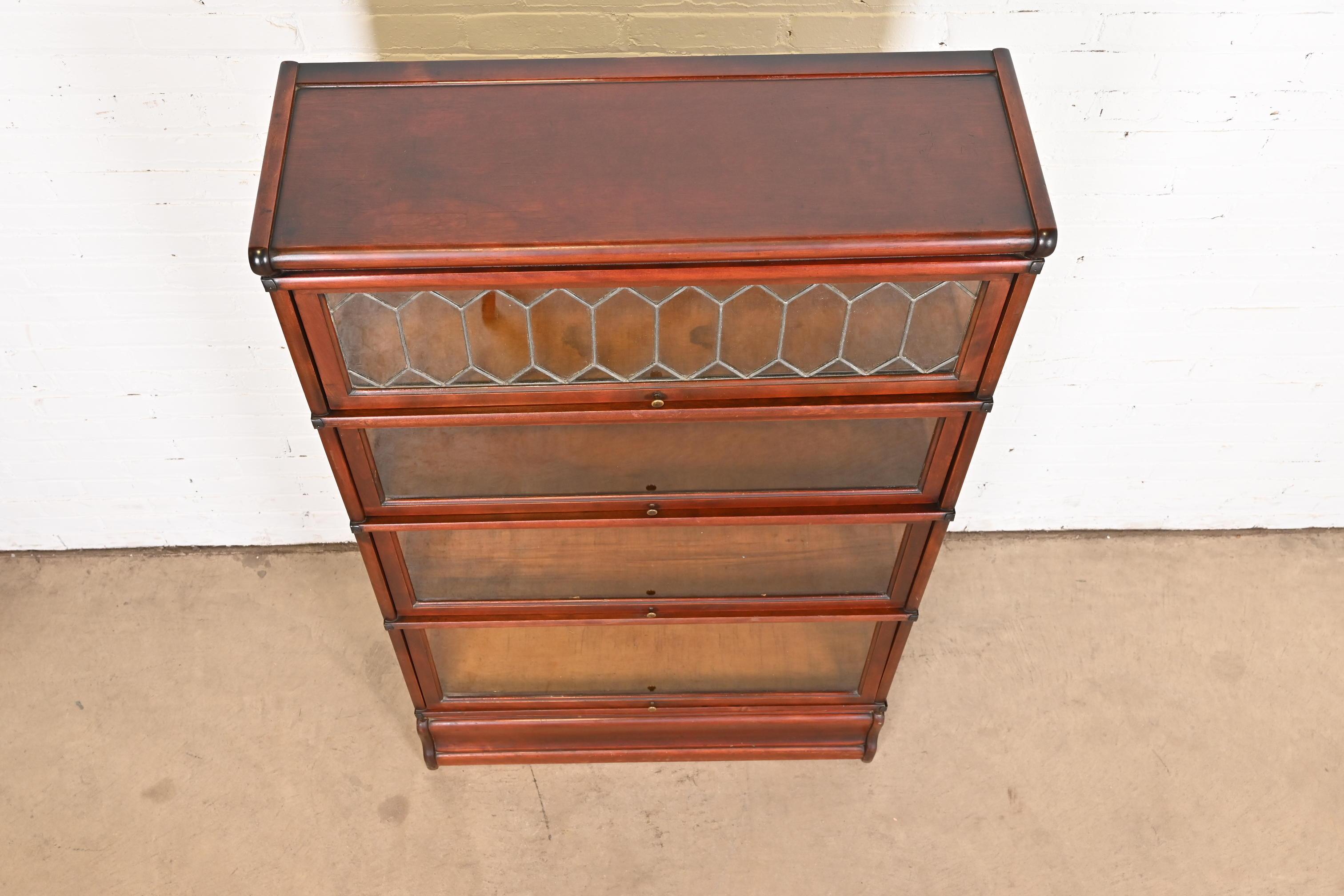 Antique Globe Wernicke Arts & Crafts Mahogany Four-Stack Barrister Bookcase For Sale 3