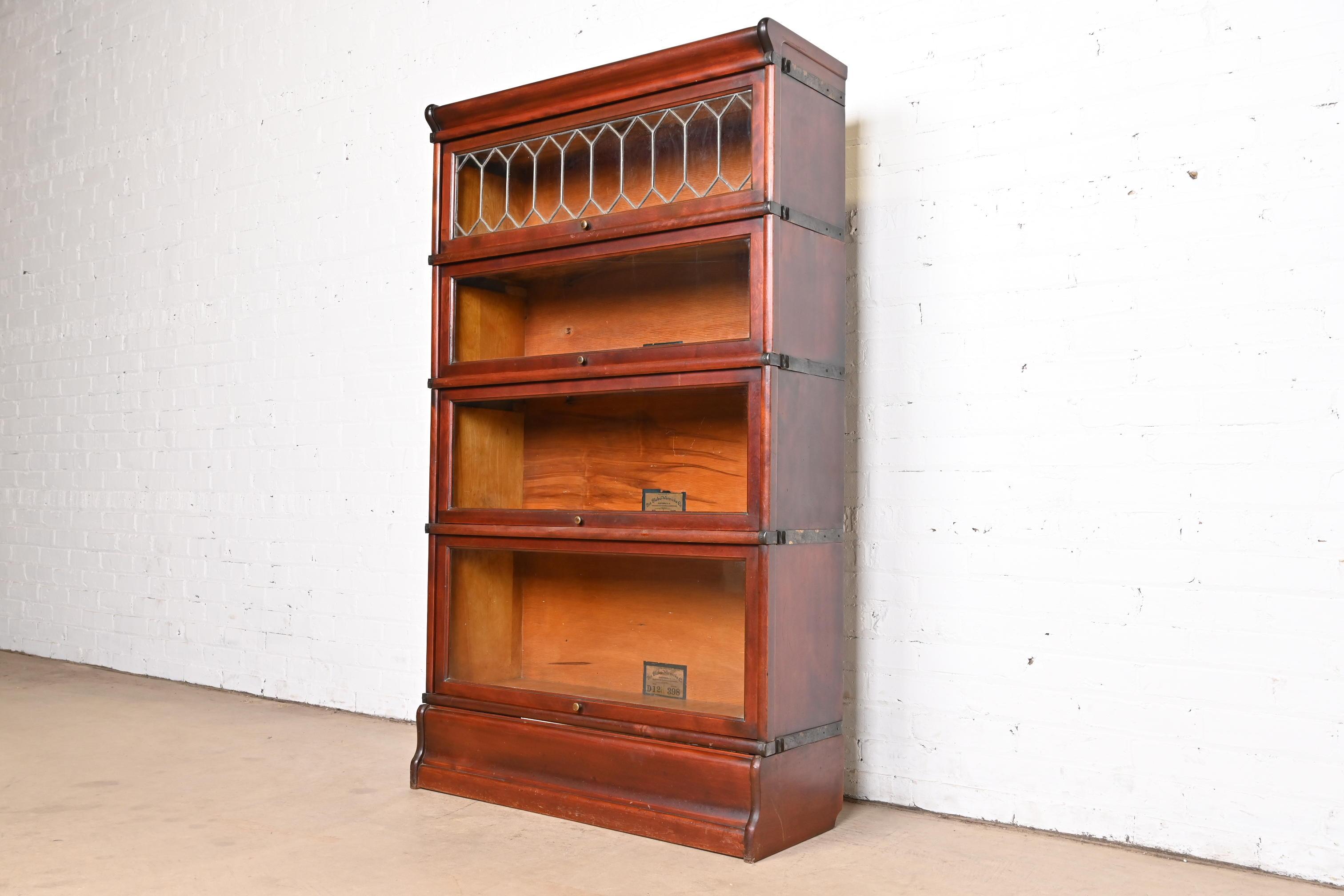 Arts and Crafts Antique Globe Wernicke Arts & Crafts Mahogany Four-Stack Barrister Bookcase For Sale
