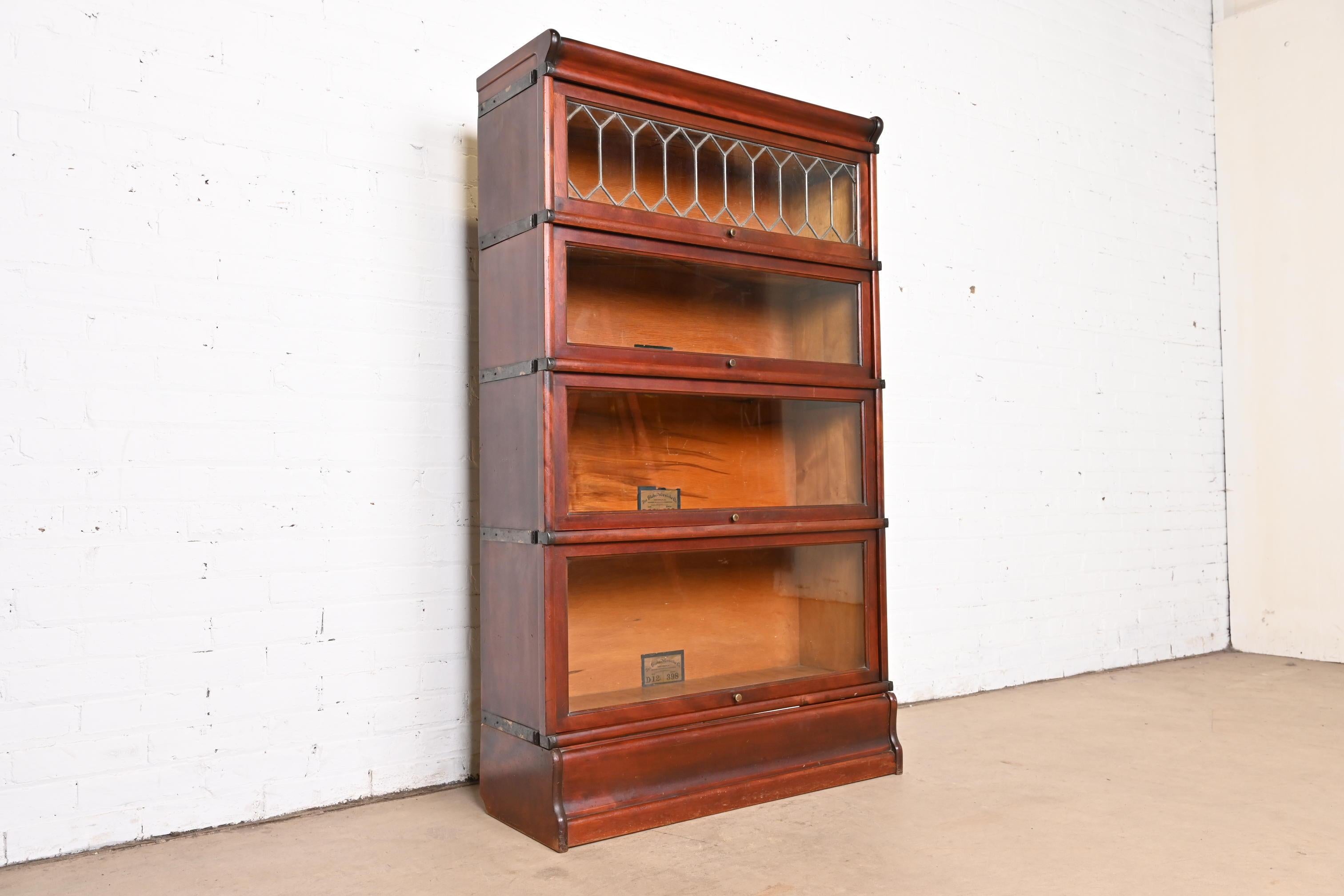 American Antique Globe Wernicke Arts & Crafts Mahogany Four-Stack Barrister Bookcase For Sale