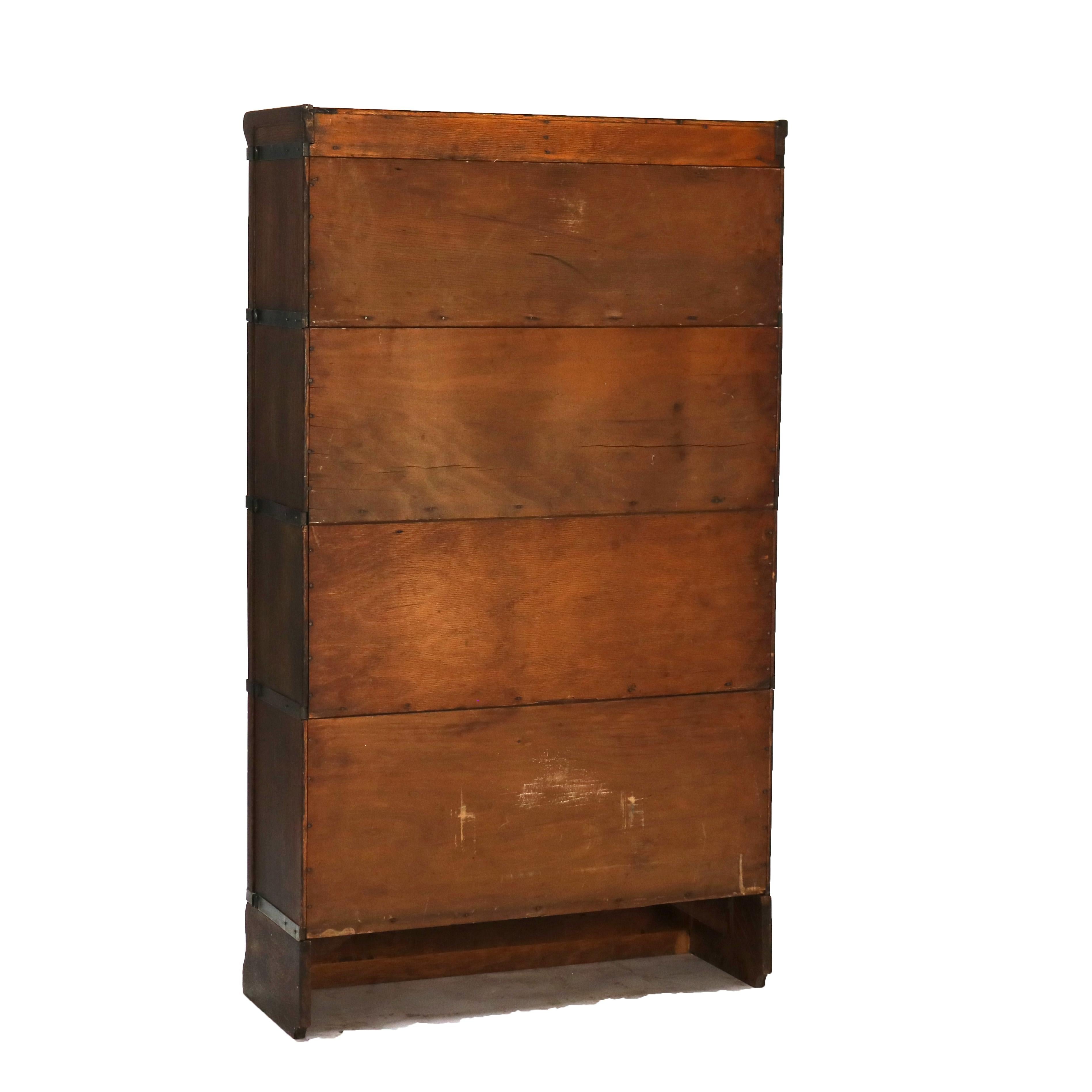Antiguo Globe Wernicke Arts & Crafts Mission Arts & Crafts Librería de barrister de roble de cuatro pilas en venta 4