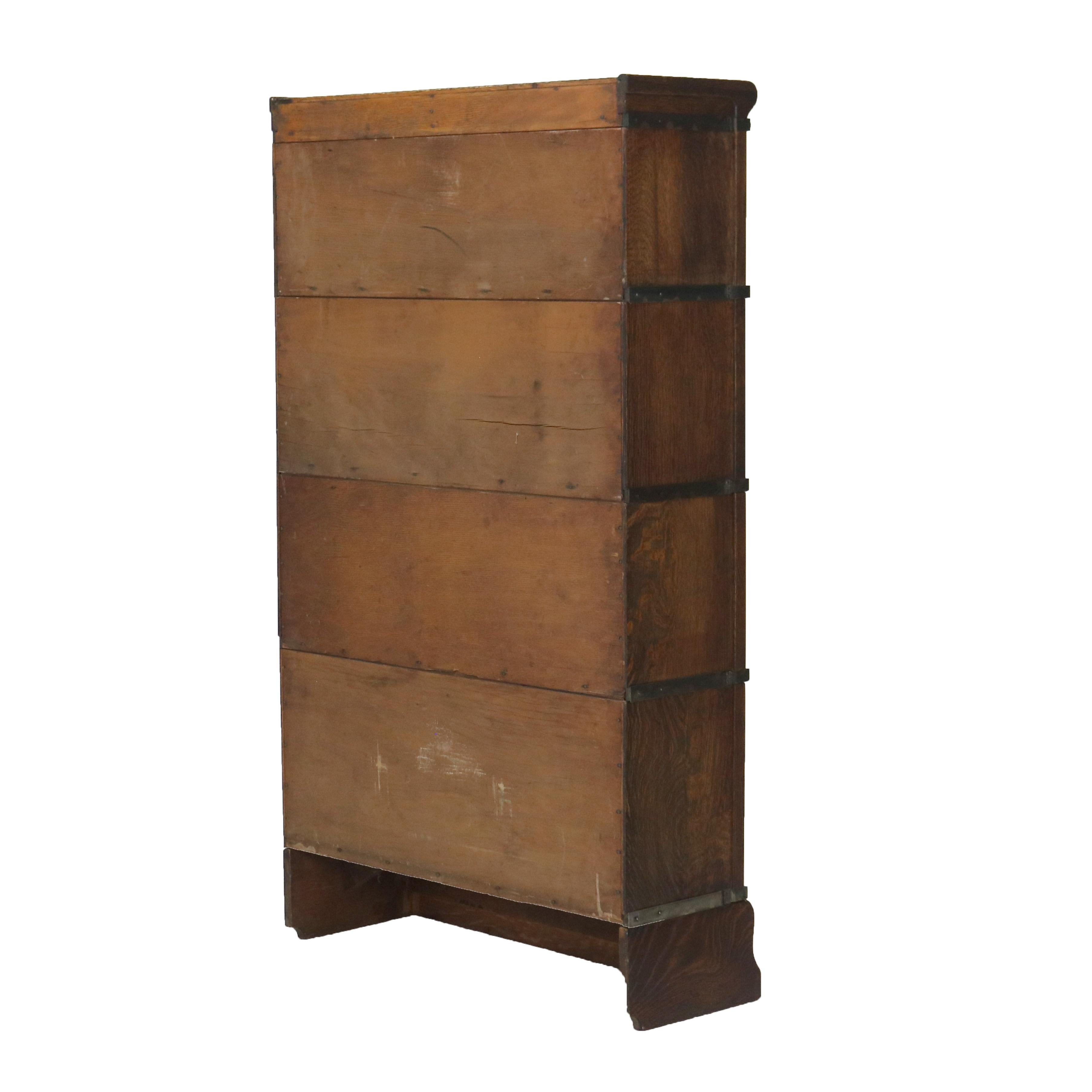 Antiguo Globe Wernicke Arts & Crafts Mission Arts & Crafts Librería de barrister de roble de cuatro pilas en venta 5