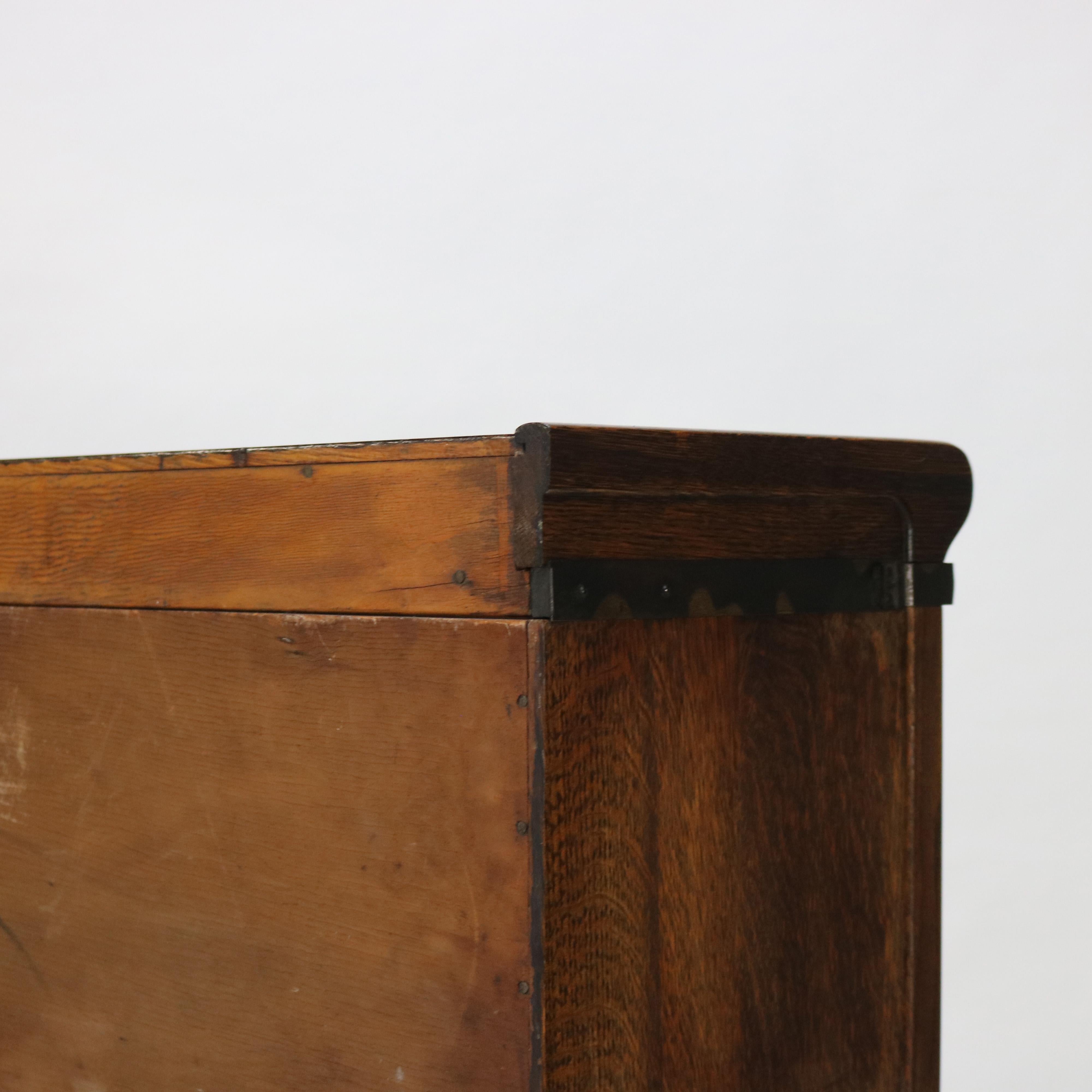 Antiguo Globe Wernicke Arts & Crafts Mission Arts & Crafts Librería de barrister de roble de cuatro pilas en venta 6