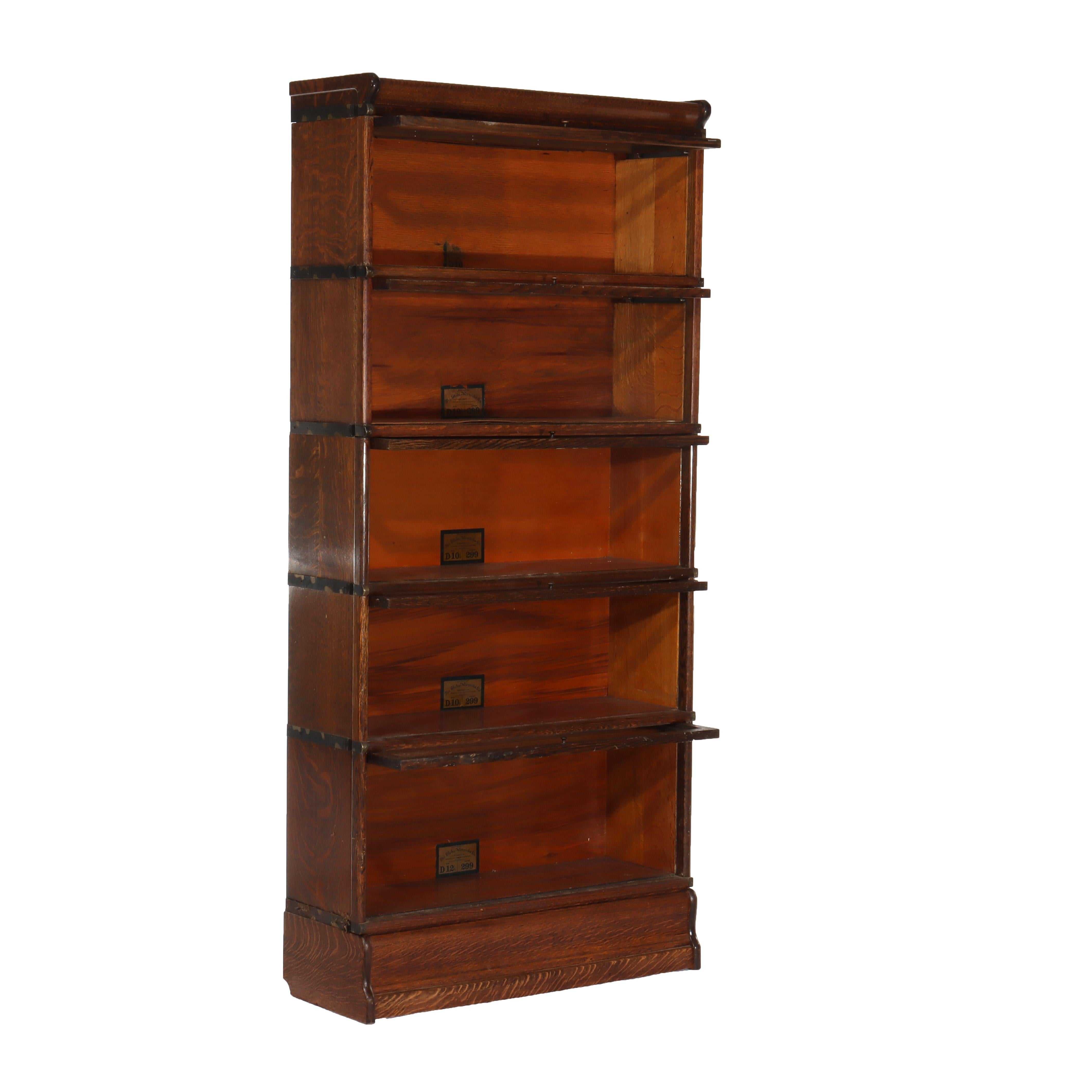 Antique Globe Wernicke Arts & Crafts Mission Oak Stack Barrister Bookcase c1920 en venta 5