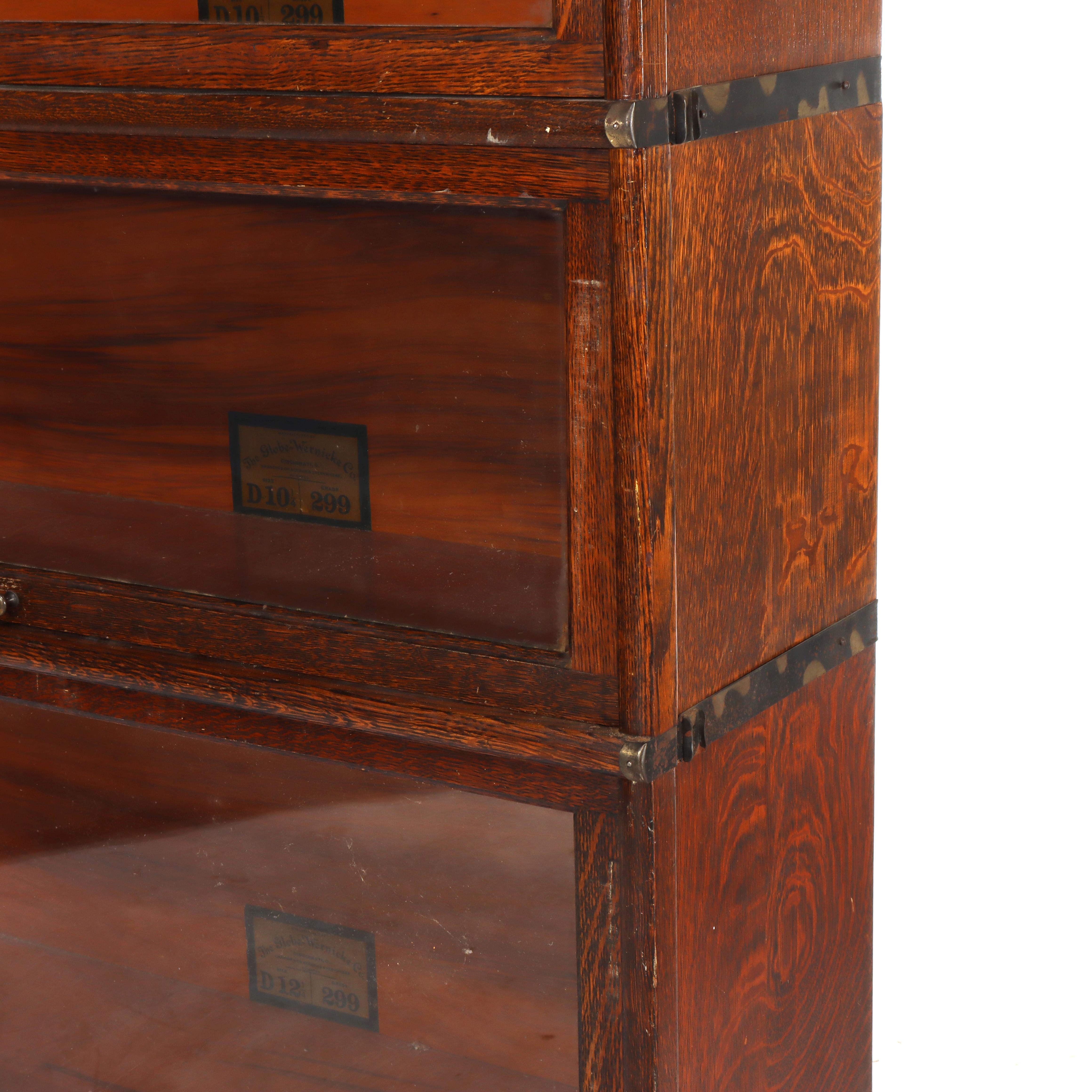 Antique Globe Wernicke Arts & Crafts Mission Oak Stack Barrister Bookcase c1920 en Bueno estado para la venta en Big Flats, NY