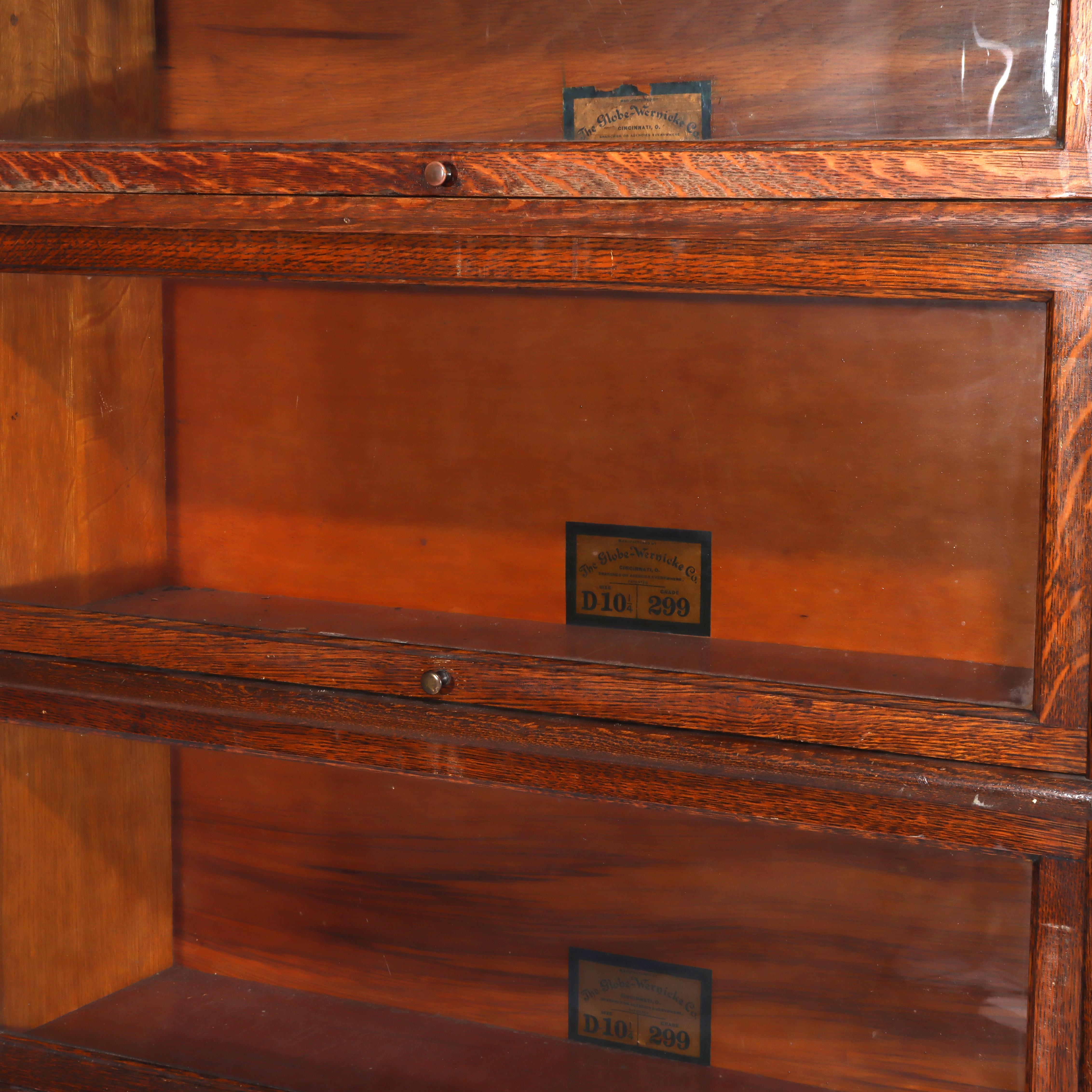 Antique Globe Wernicke Arts & Crafts Mission Oak Stack Barrister Bookcase c1920 en venta 1