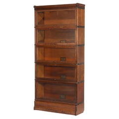 Antique Globe Wernicke Arts 
Crafts Mission Oak Stack Barrister Bookcase c1920