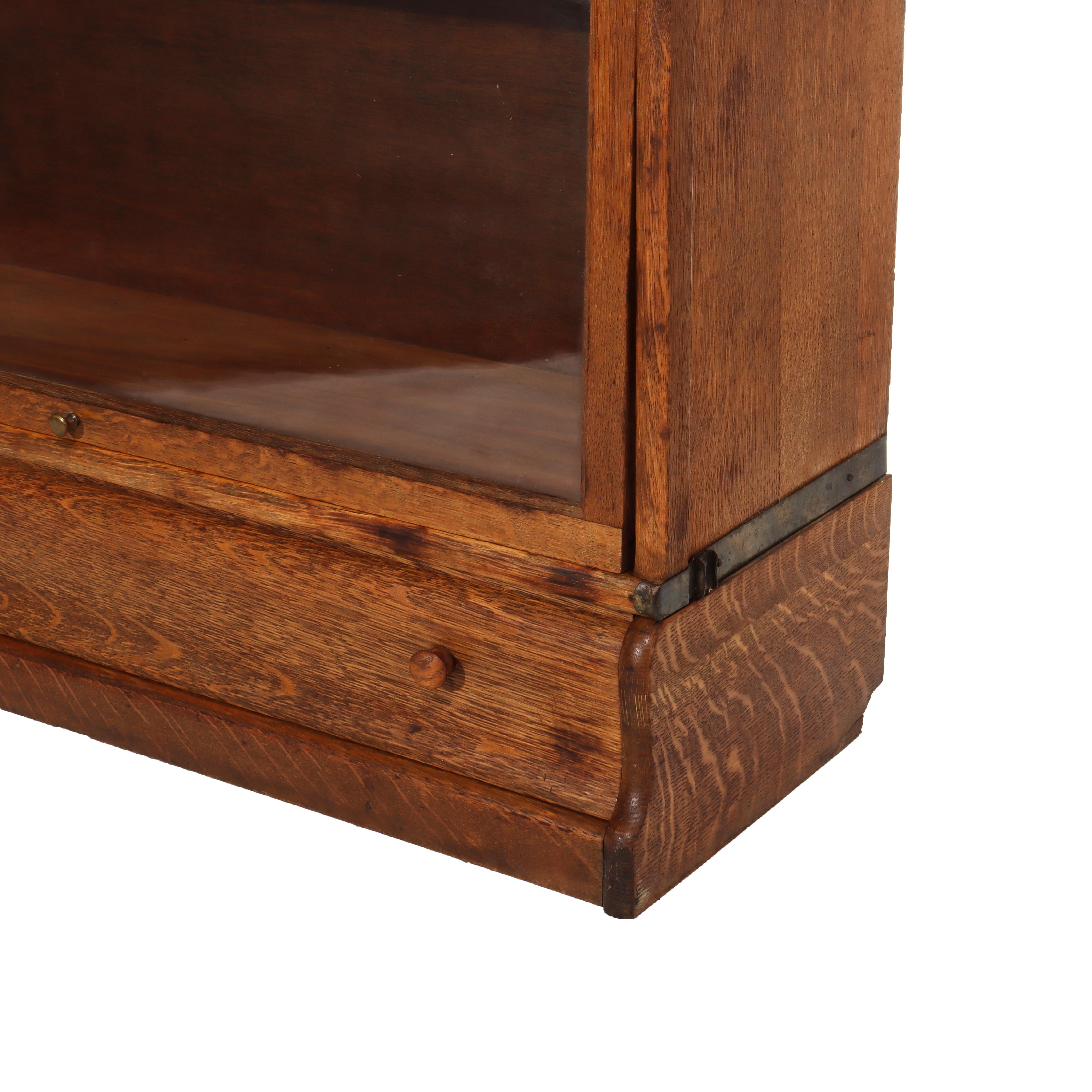 Antique Globe Wernicke Arts And Crafts Oak 3 Stack Barrister Bookcase With Drawer C1910

Measures - 
1 - 8