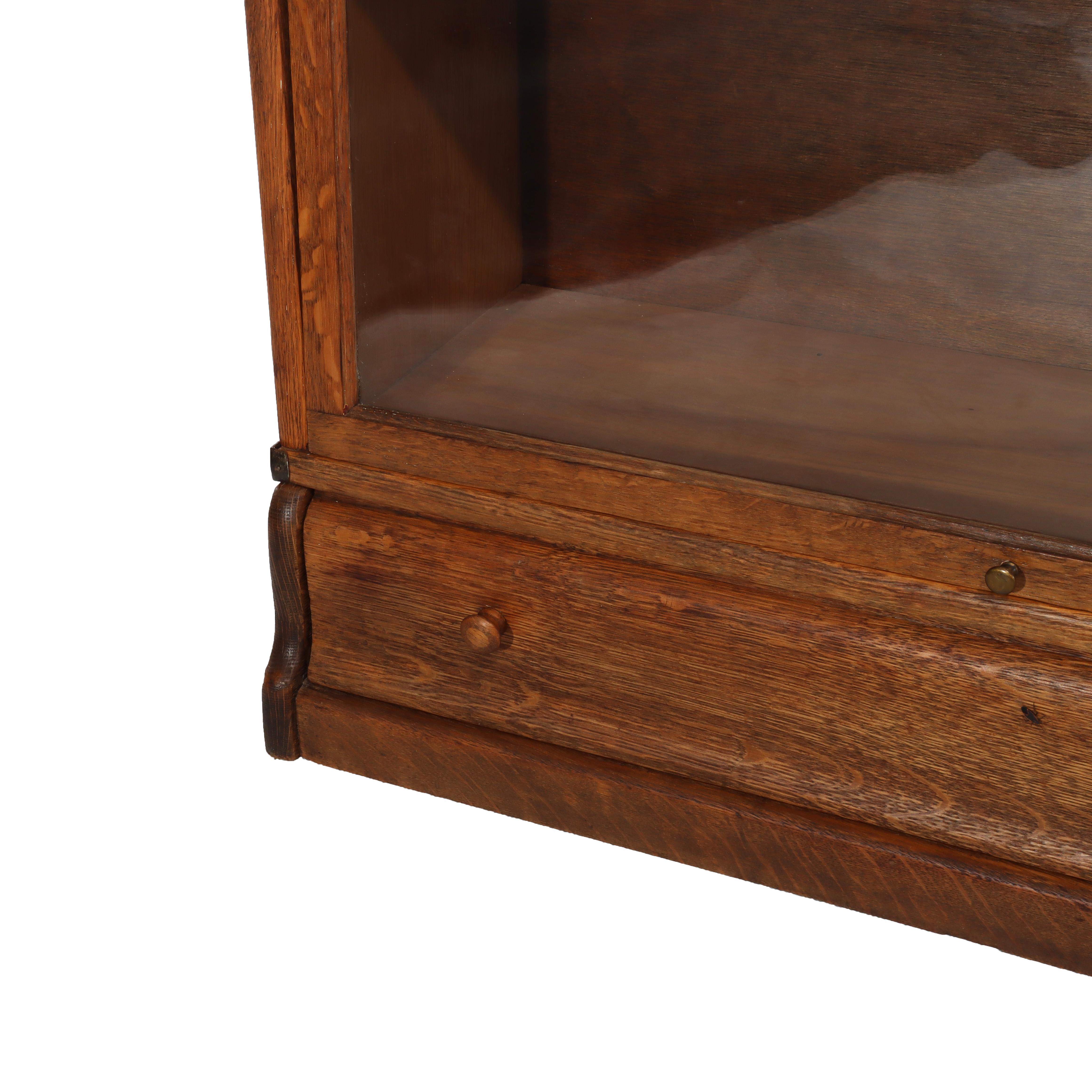 20th Century Antique Globe Wernicke Arts & Crafts Oak 3-Stack Barrister Bookcase c1920 For Sale