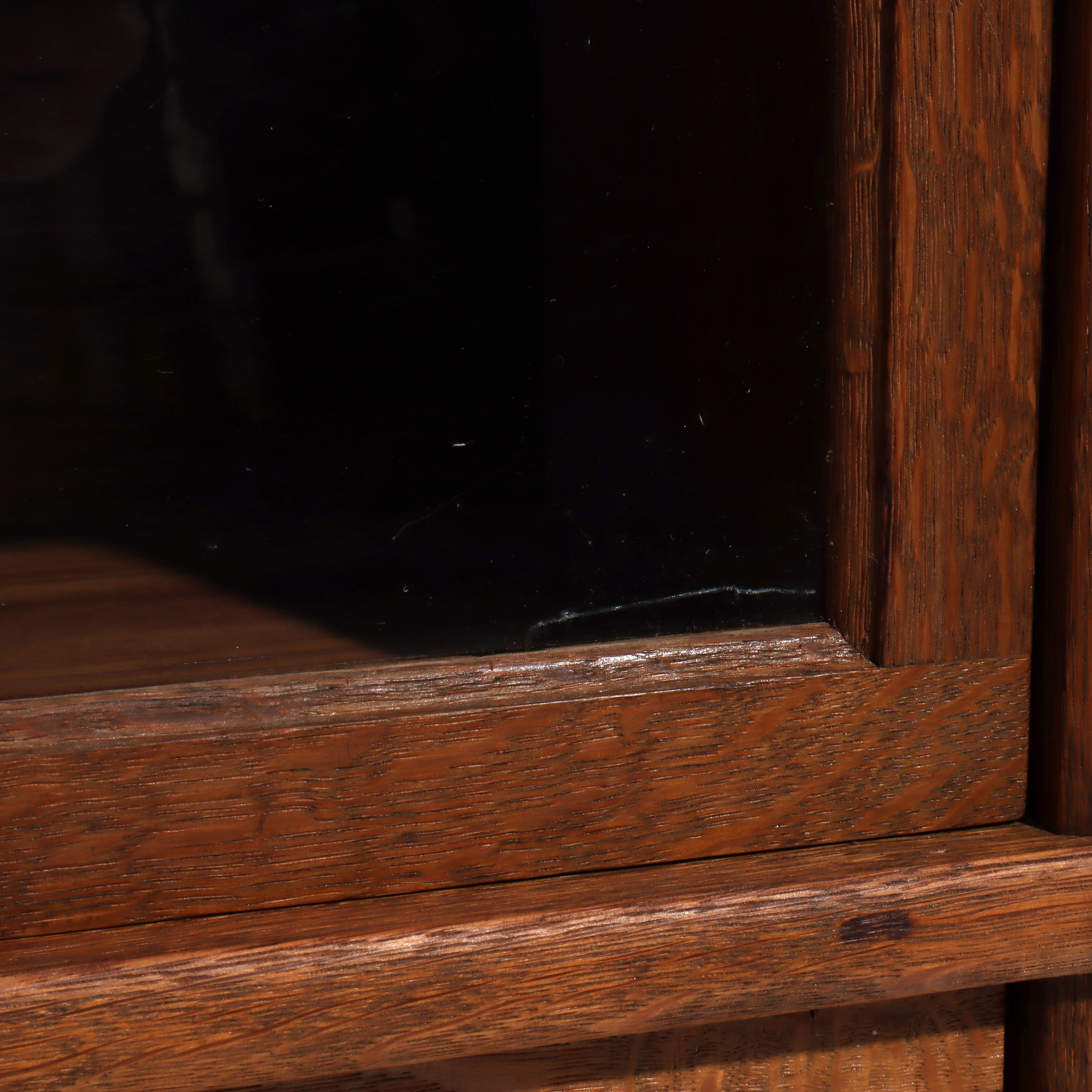 Antique Globe Wernicke Arts & Crafts Oak 3-Stack Barrister Bookcase c1920 For Sale 1