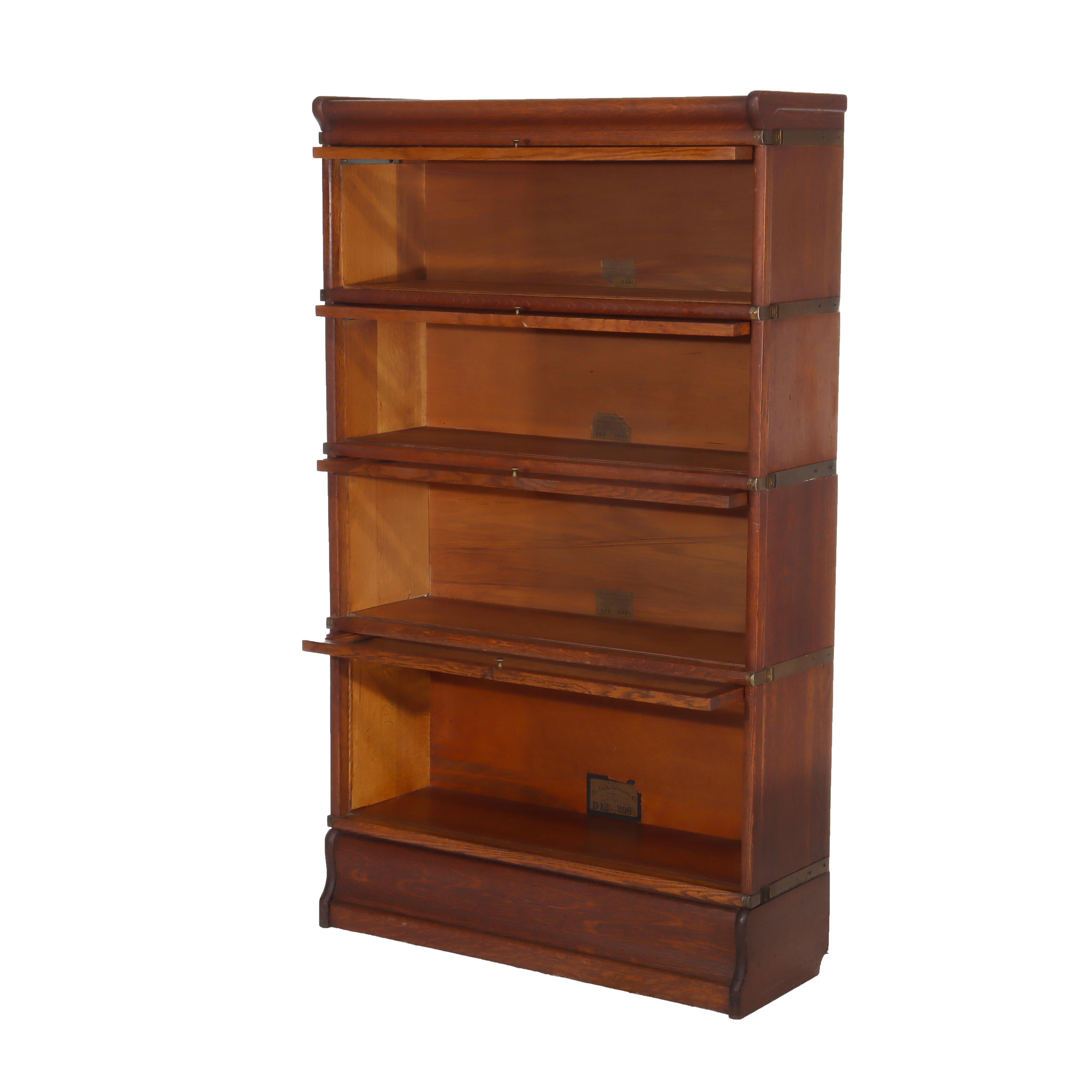 Antique Globe Wernicke Arts & Crafts Oak 4 Stack Barrister Bookcase Signed C1920

Measures - 58