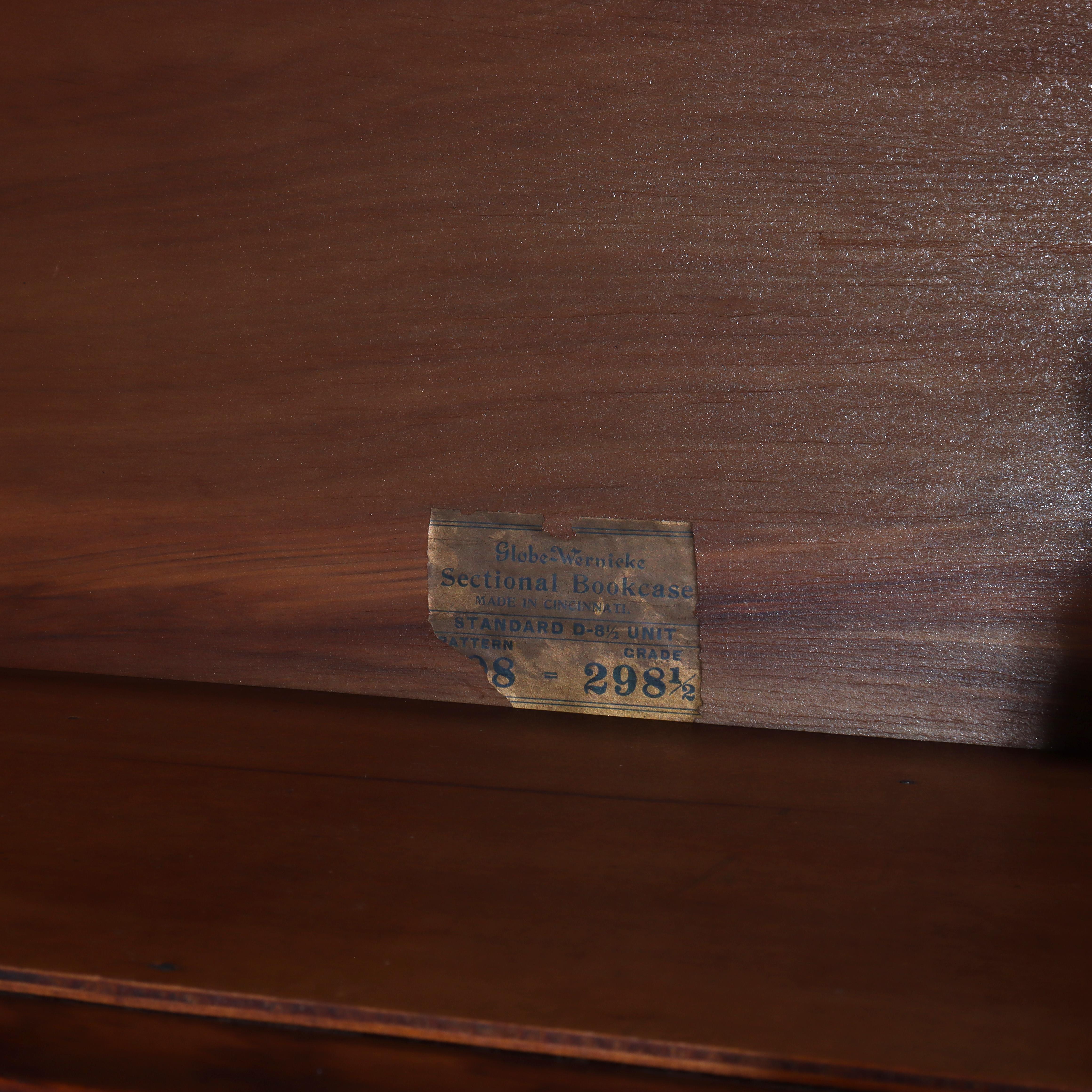 Antique Globe Wernicke Arts & Crafts Oak 4-Stack Barrister Bookcase c1920 In Good Condition For Sale In Big Flats, NY